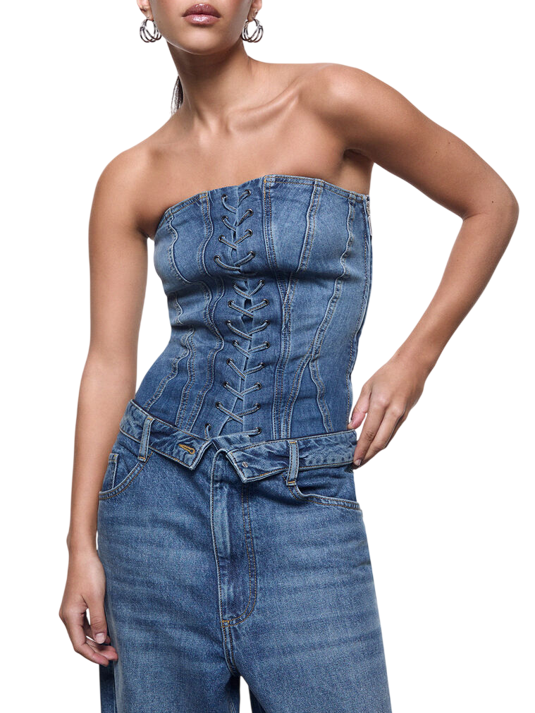 Liu Jo top bustier in denim lavaggio medio UA6506D0399 79157 LIU JO