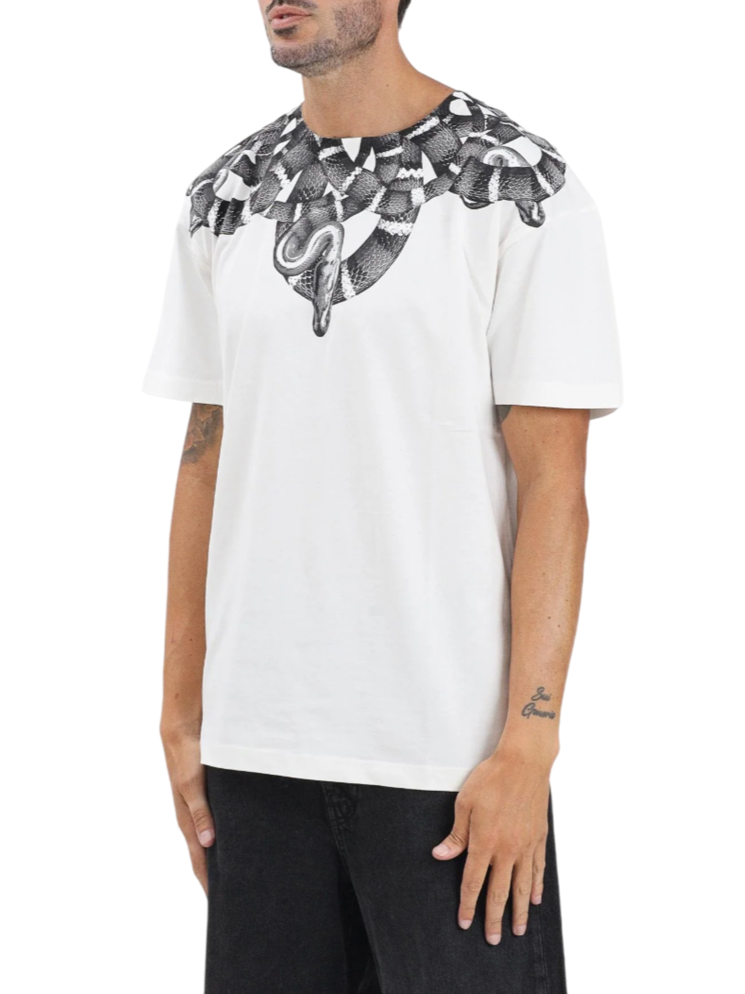 County of Milan T-shirt uomo con stampa snake panna CAMATH041 013 COUNTY OF MILAN