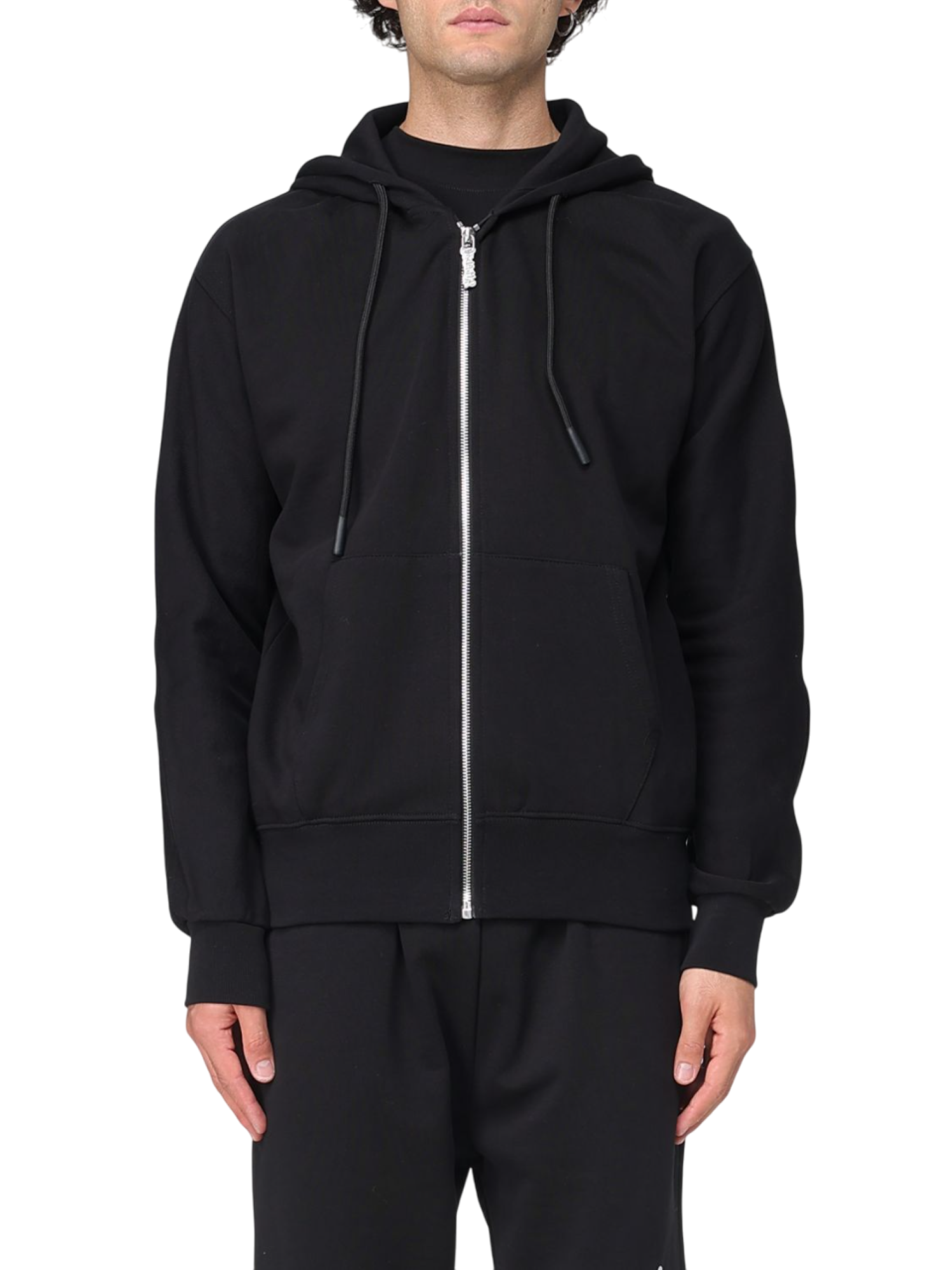 Disclaimer felpa uomo con zip e cappuccio nero 55106 NERO-ST.BIANCA DISCLAIMER