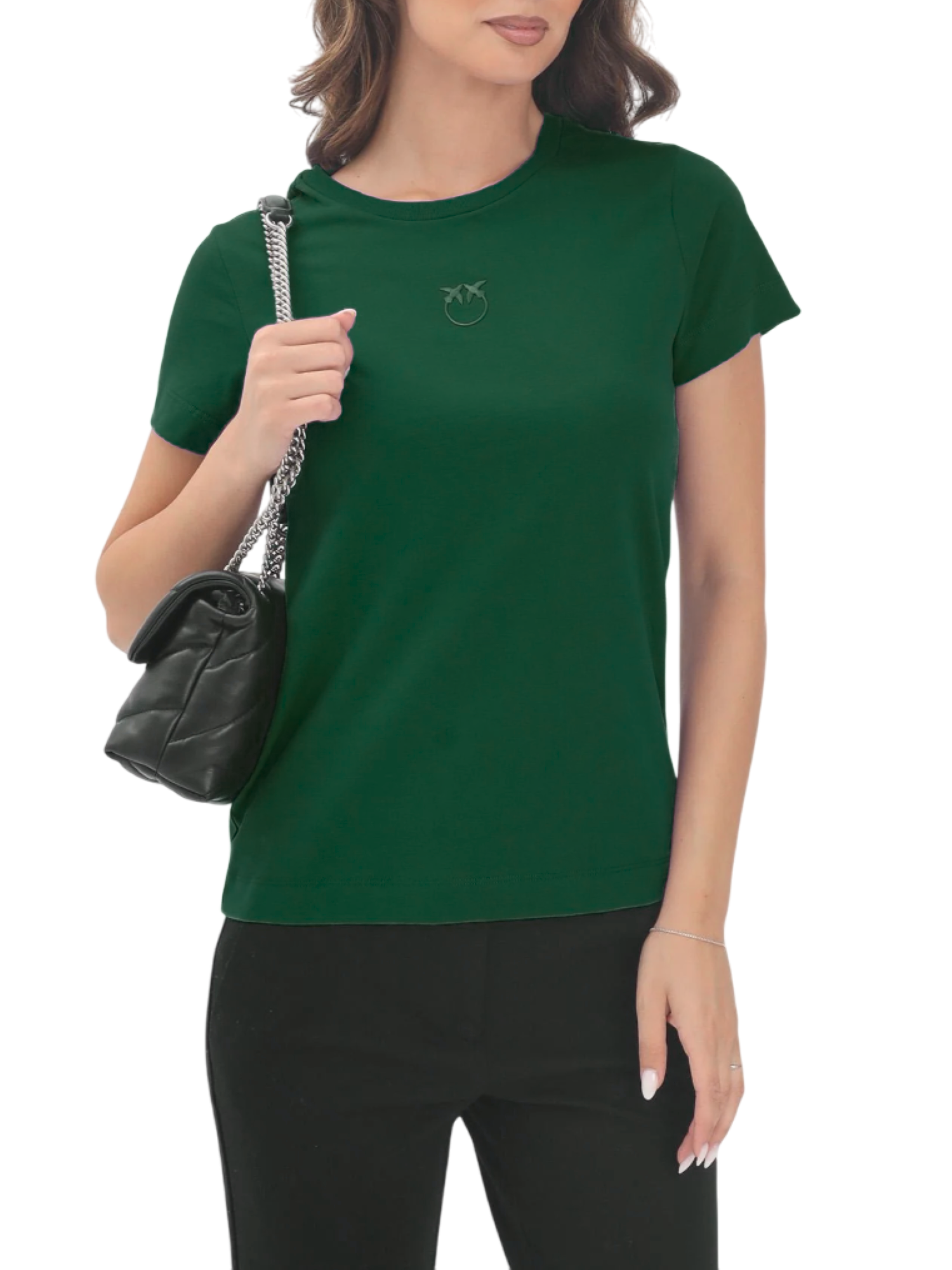 Pinko T-shirt manica corta Bussolotto con logo verde 100355-A2RD X79 PINKO