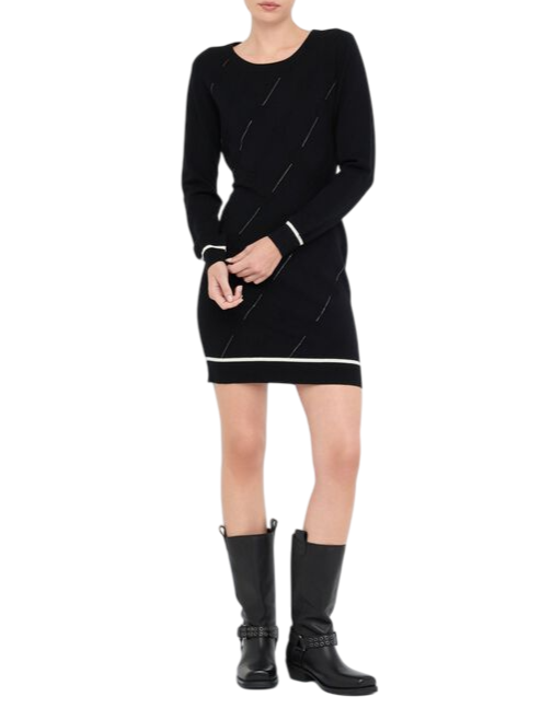 Liu Jo abito corto in maglia con strass nero TF5304MS63L 03N66 LIU JO