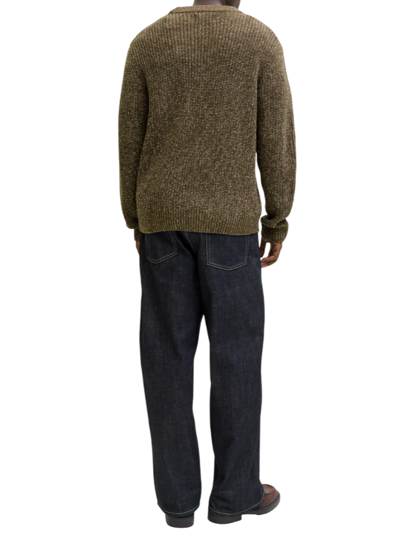 Jack&Jones maglia uomo a costine melange verde 12286911 CANTEEN-MOONBEAM JACK&JONES