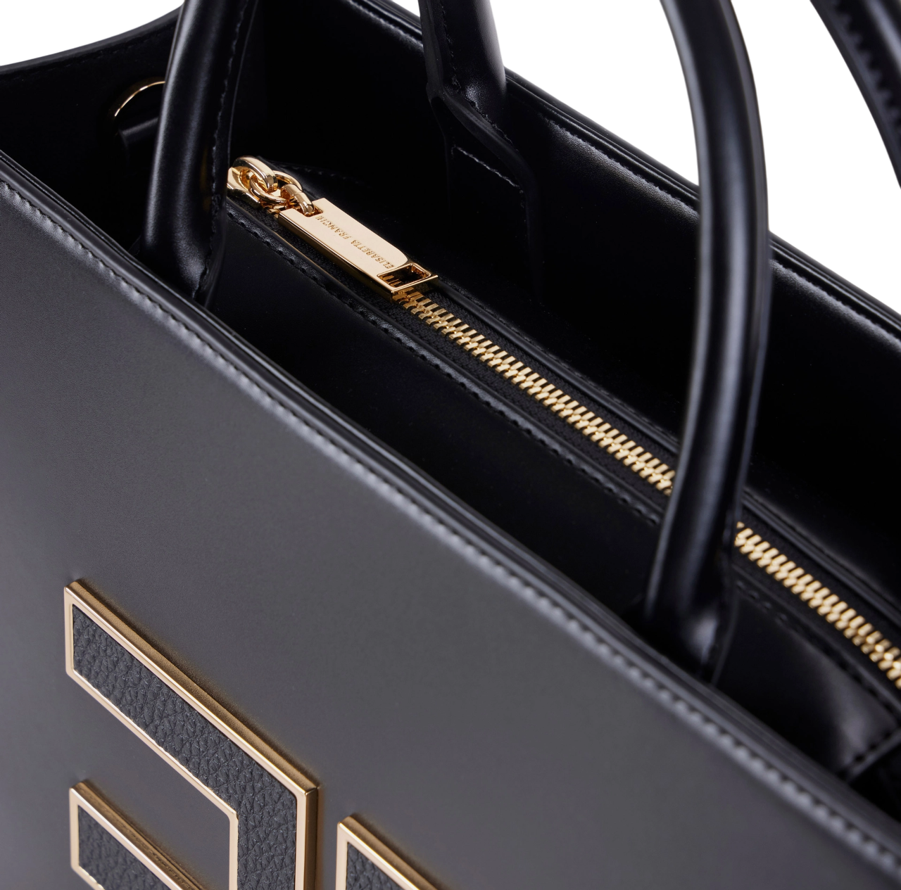 Elisabetta Franchi borsa tote in ecopelle con logo nero BS32A56E2 110 ELISABETTA FRANCHI