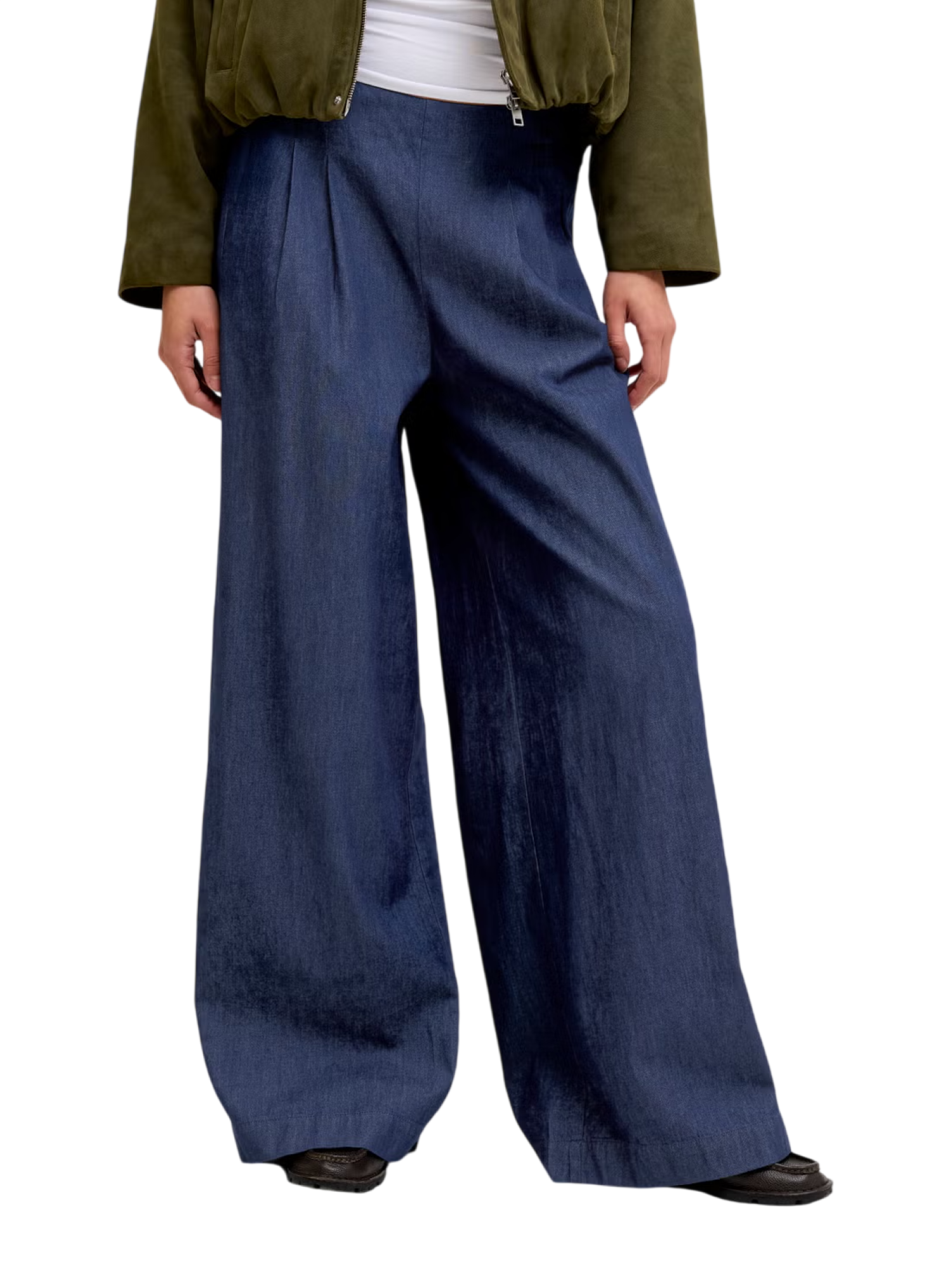 Jjxx jeans donna wide leg con pinces lavaggio scuro 12287867 DARK BLUE DENIM JJXX