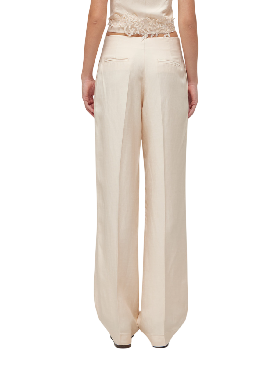 Blugirl pantaloni wide leg misto lino rosa cipria RA6094T8823 21406 BLUGIRL