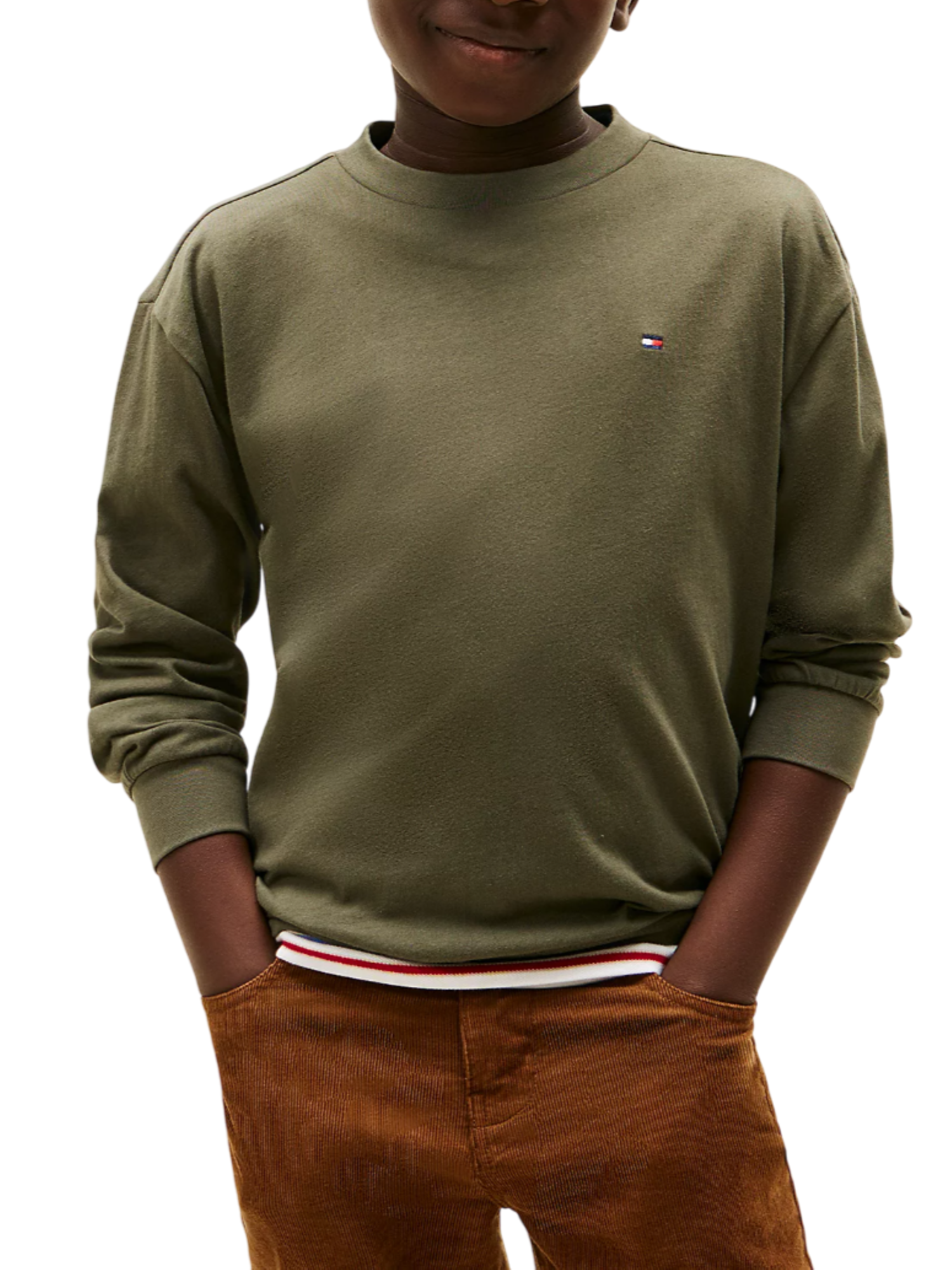 Tommy Hilfiger T-shirt bambino manica lunga verde KB0KB09846 MRH Tommy Hilfiger