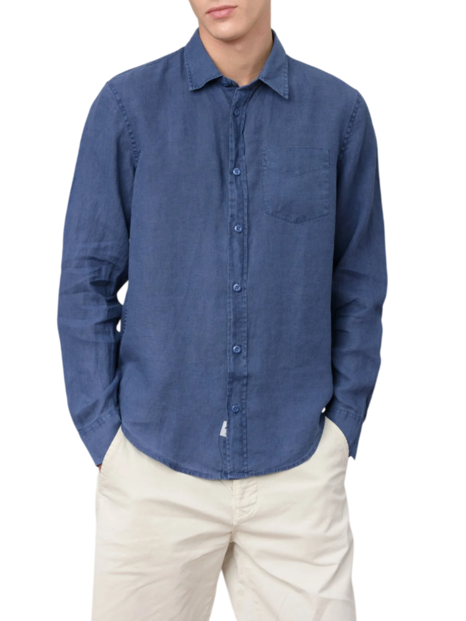 Blauer camicia uomo manica lunga in lino blu 26SBLUS01128-007453 890 BLAUER