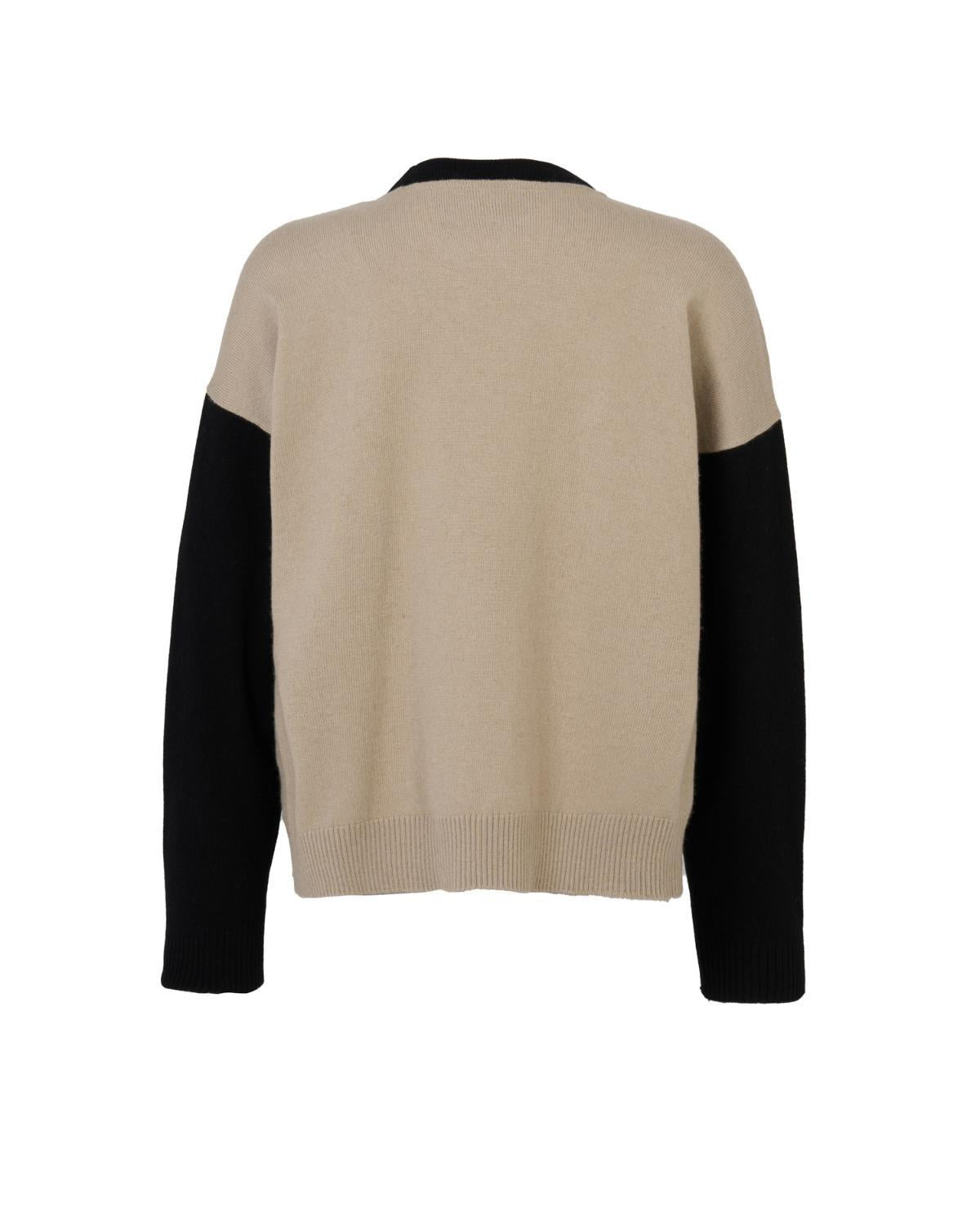 John Richmond maglia bambino colorblock misto cashmere nero beige RBA25101MA TRENCH COAT John RICHMOND