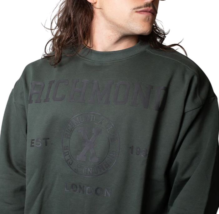 John Richmond felpa Juric con stampa logo verde UMA25071FE D.FOREST John RICHMOND