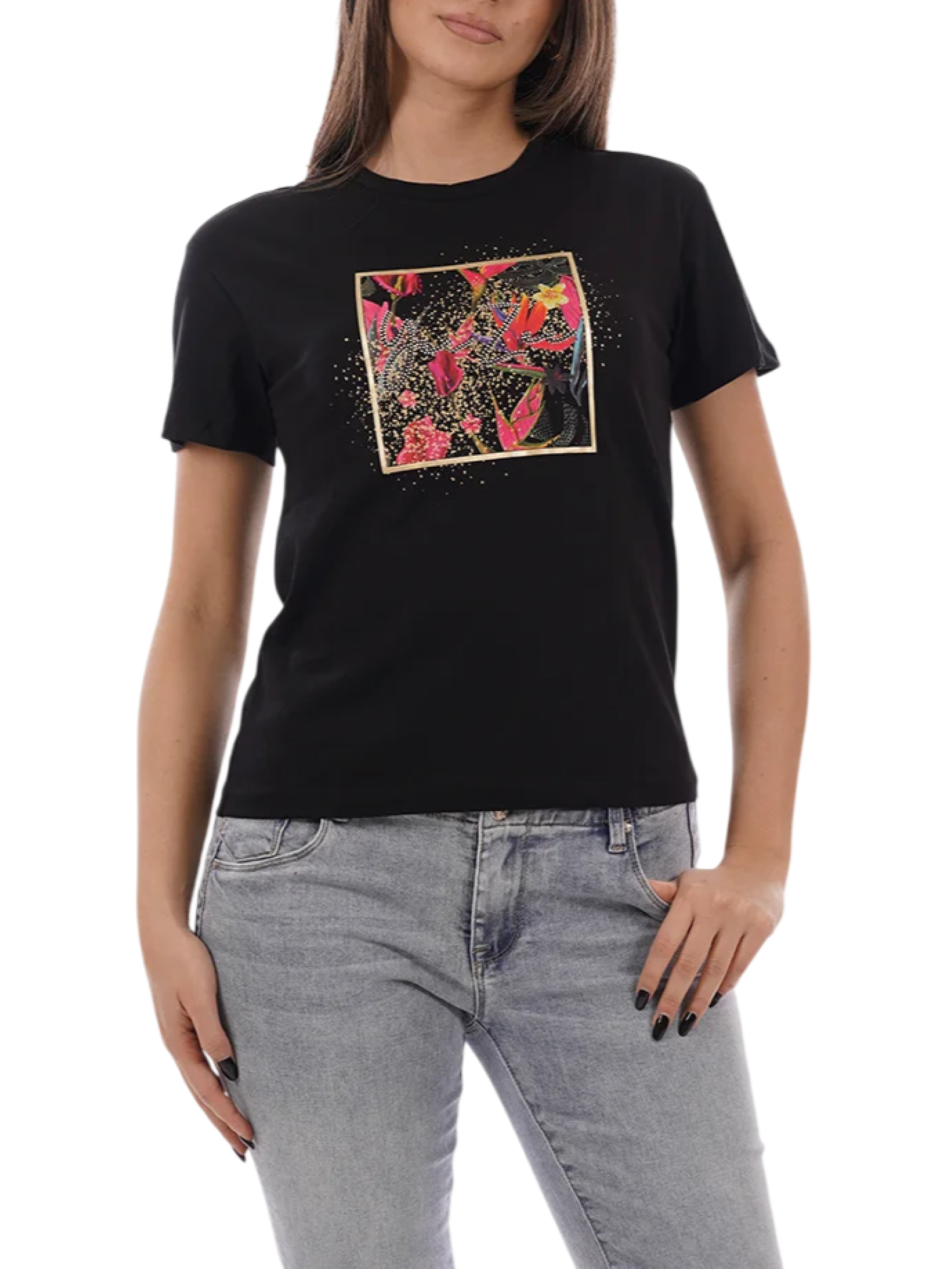 Yes Zee T-shirt manica corta con stampa multicolor nero T269-S100 2801 YES-ZEE
