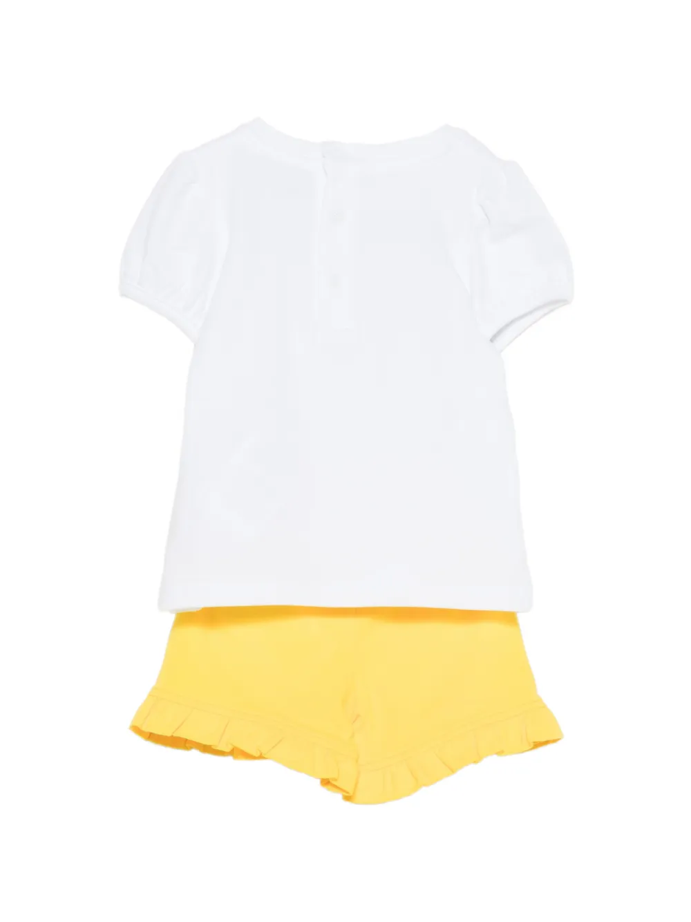 Moschino completo neonata T-shirt e shorts bianco giallo MBG01O-LBA00 82673 MOSCHINO