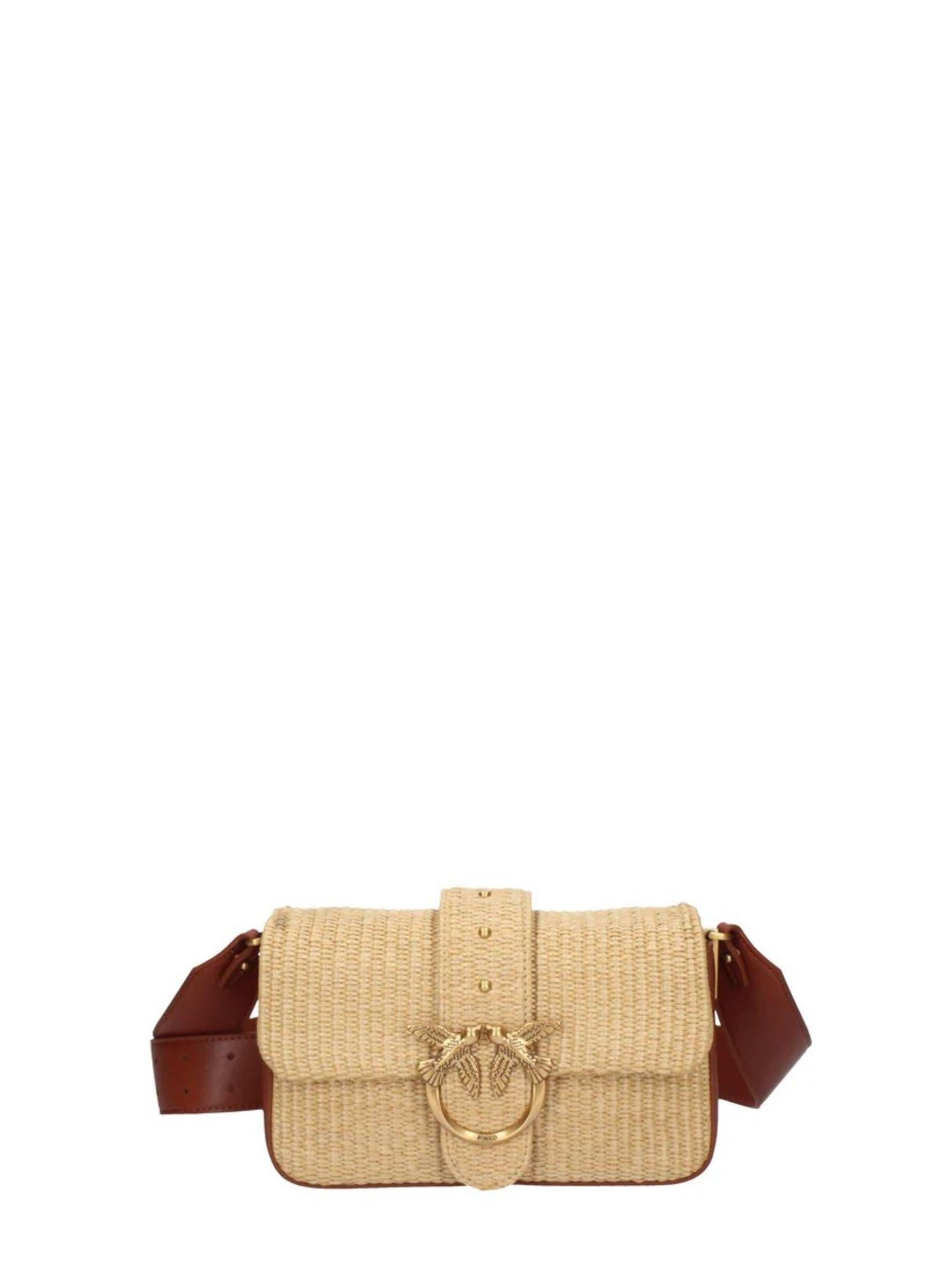 Pinko borsa Love One Mini Slouchy in rafia beige 104340-A2CF C50Q PINKO