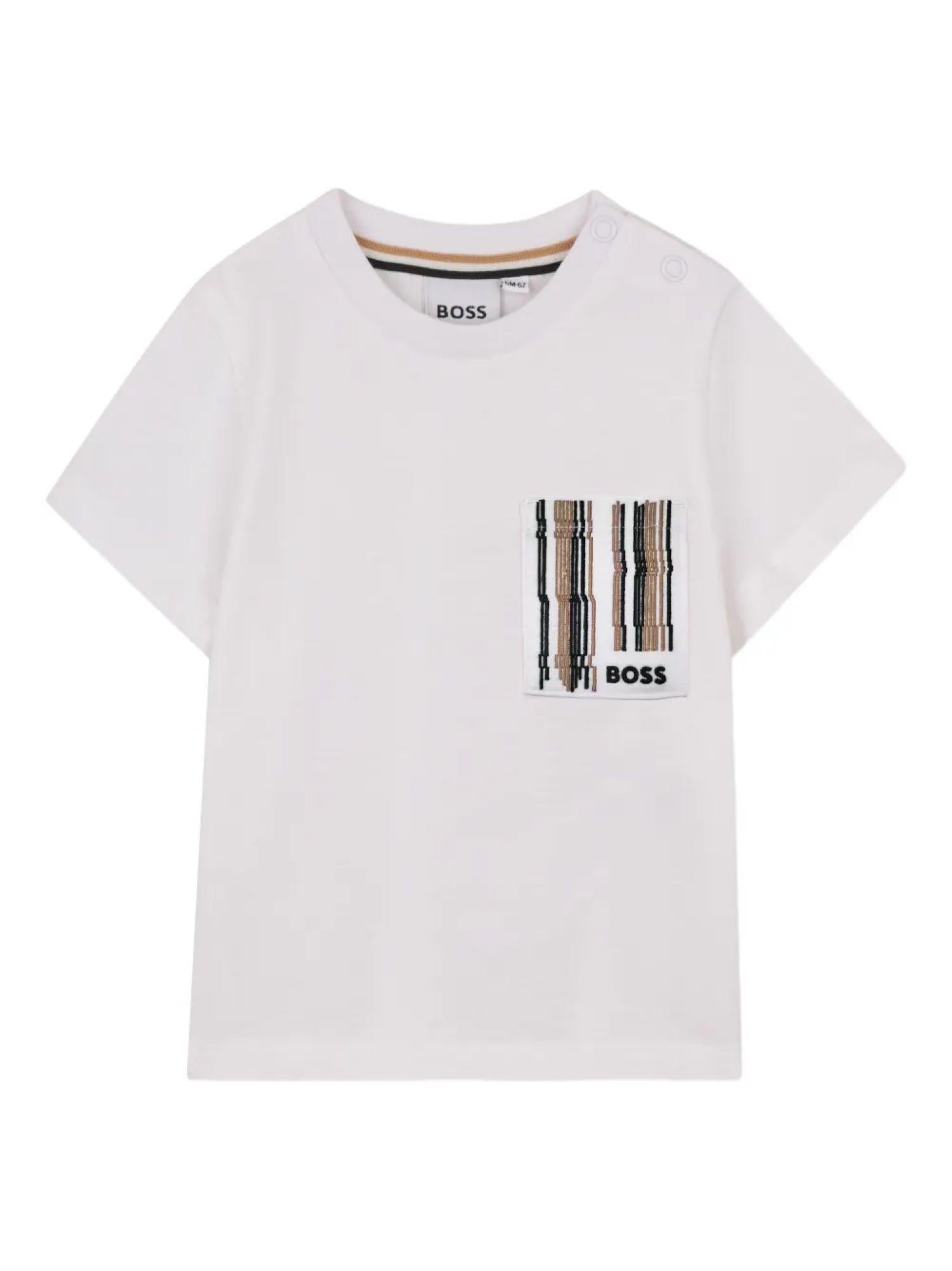 Boss T-shirt neonato con taschino logato bianco J52895 BIANCO BOSS
