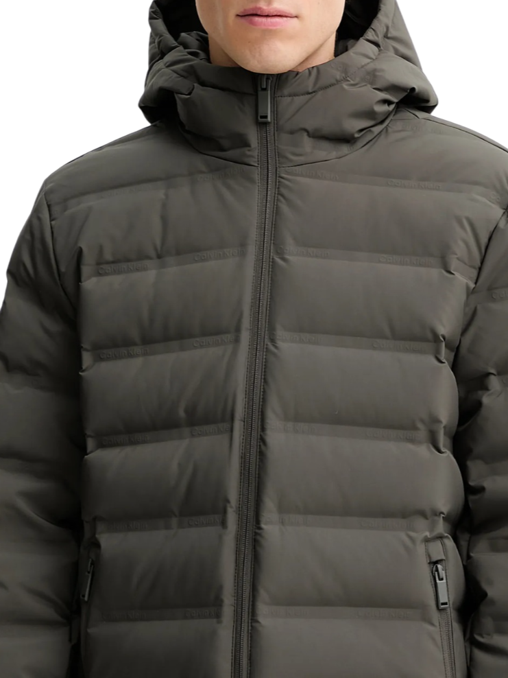 Calvin Klein piumino impermeabile uomo con cappuccio tortora LV04LD521G PAR Calvin Klein