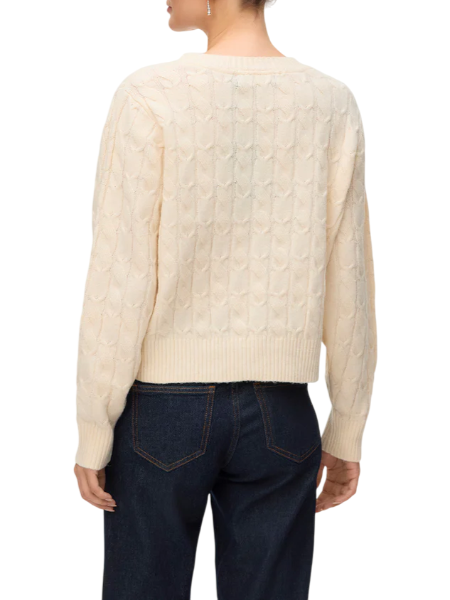 vmaries ls o-neck cable pullover bf - 66% polyester - recycled, 32% polyester, 2% elastane 10331814 BIRCH VERO MODA