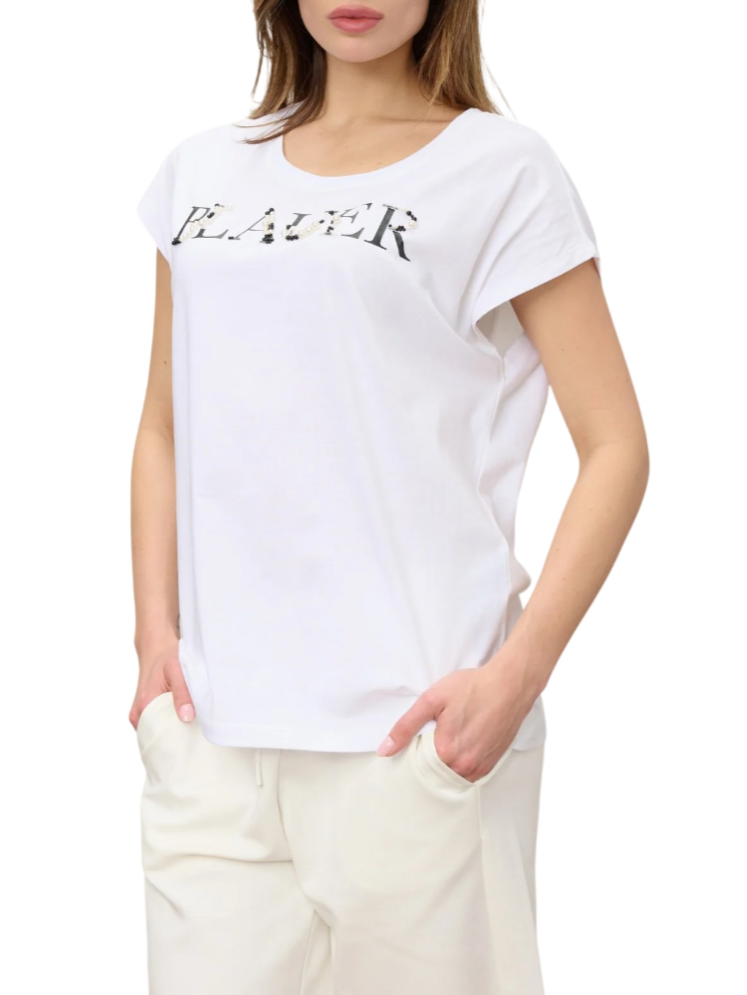 Blauer T-shirt donna in jersey con logo gioiello bianco 26SBLDH02415-007507 100 BLAUER