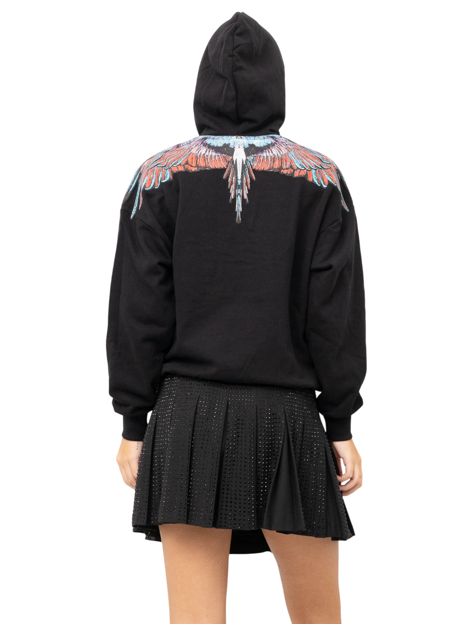 County of Milan felpa con cappuccio stampa iconica nero CM30002 NERO-RED WINGS COUNTY OF MILAN