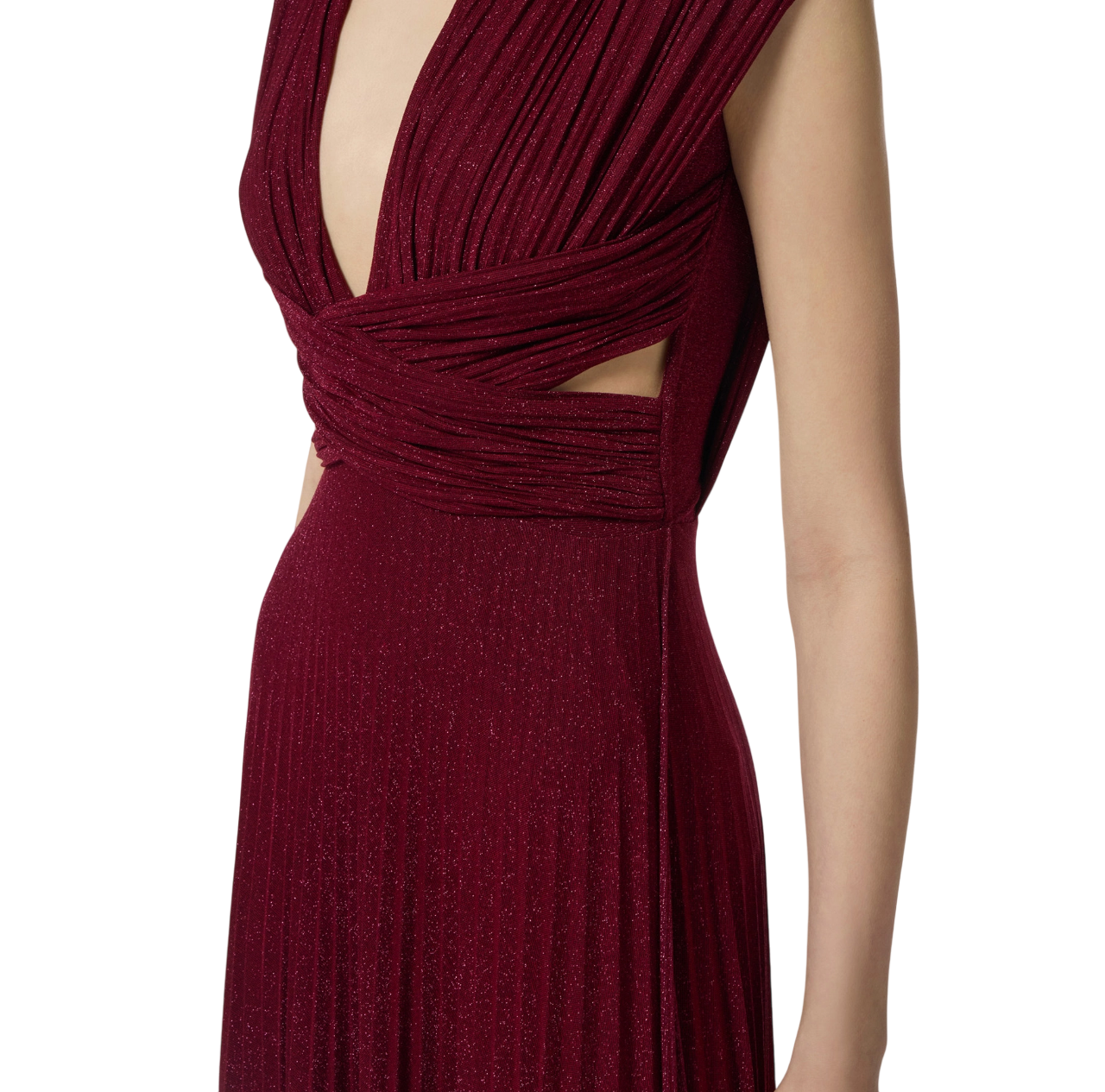 Elisabetta Franchi abito lungo plissè lurex rosso ciliegia ABR1556E2 EA5 ELISABETTA FRANCHI