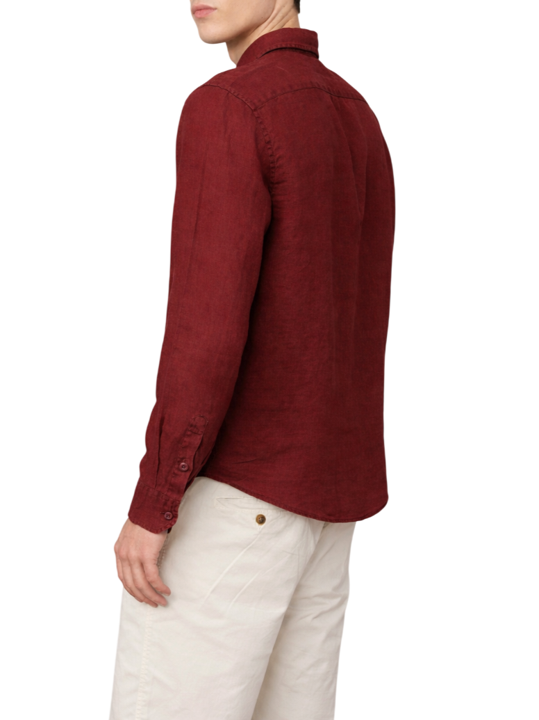 Blauer camicia uomo manica lunga in lino rosso 26SBLUS01128-007453 483 BLAUER