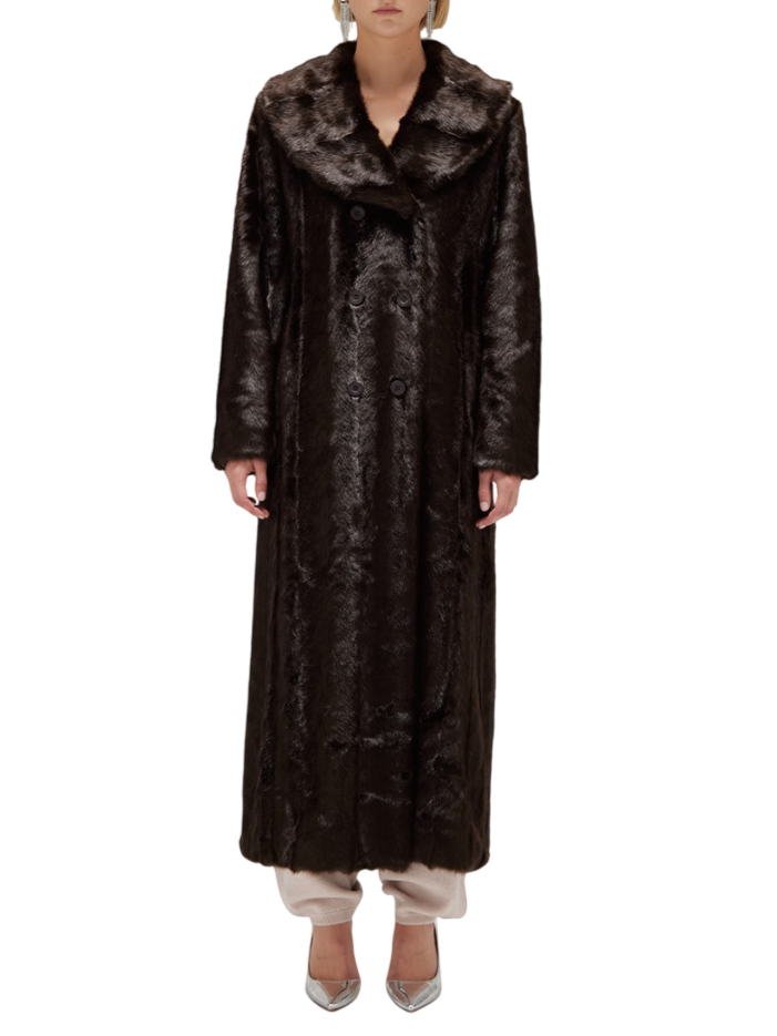 Blugirl pelliccia ecologica lunga doppiopetto marrone RF5141E0854 90840 BLUGIRL