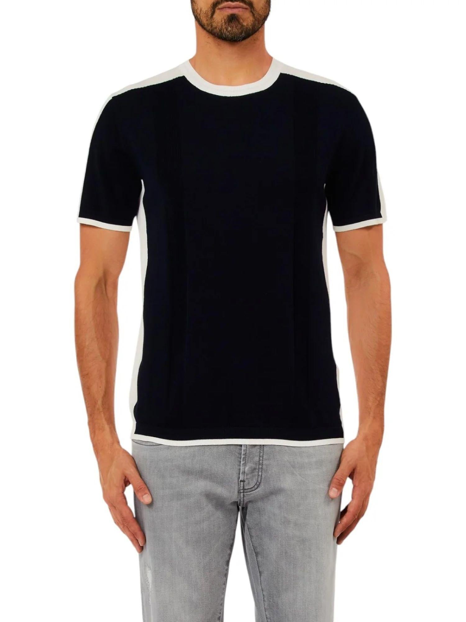 Liu Jo maglia uomo bicolor in cotone blu bianco QA6124MA71P C3956 LIU JO