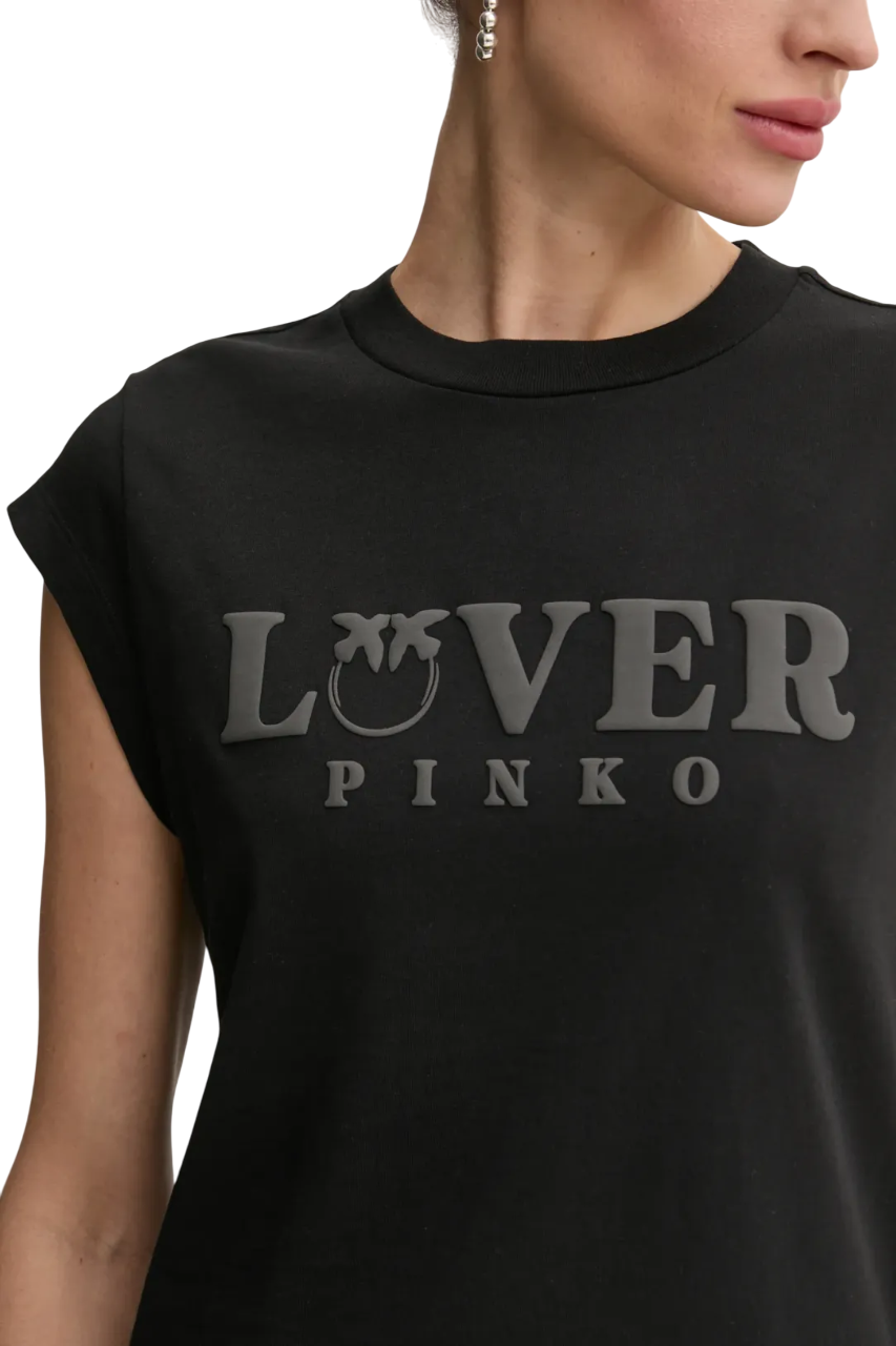 Pinko T-shirt Marrakech manica corta con logo verde militare 104603-A2D1 Z99 PINKO