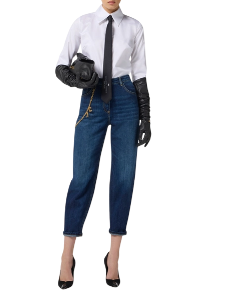 Elisabetta Franchi jeans con catenella logata lavaggio blu PJ14D56E2 104 ELISABETTA FRANCHI
