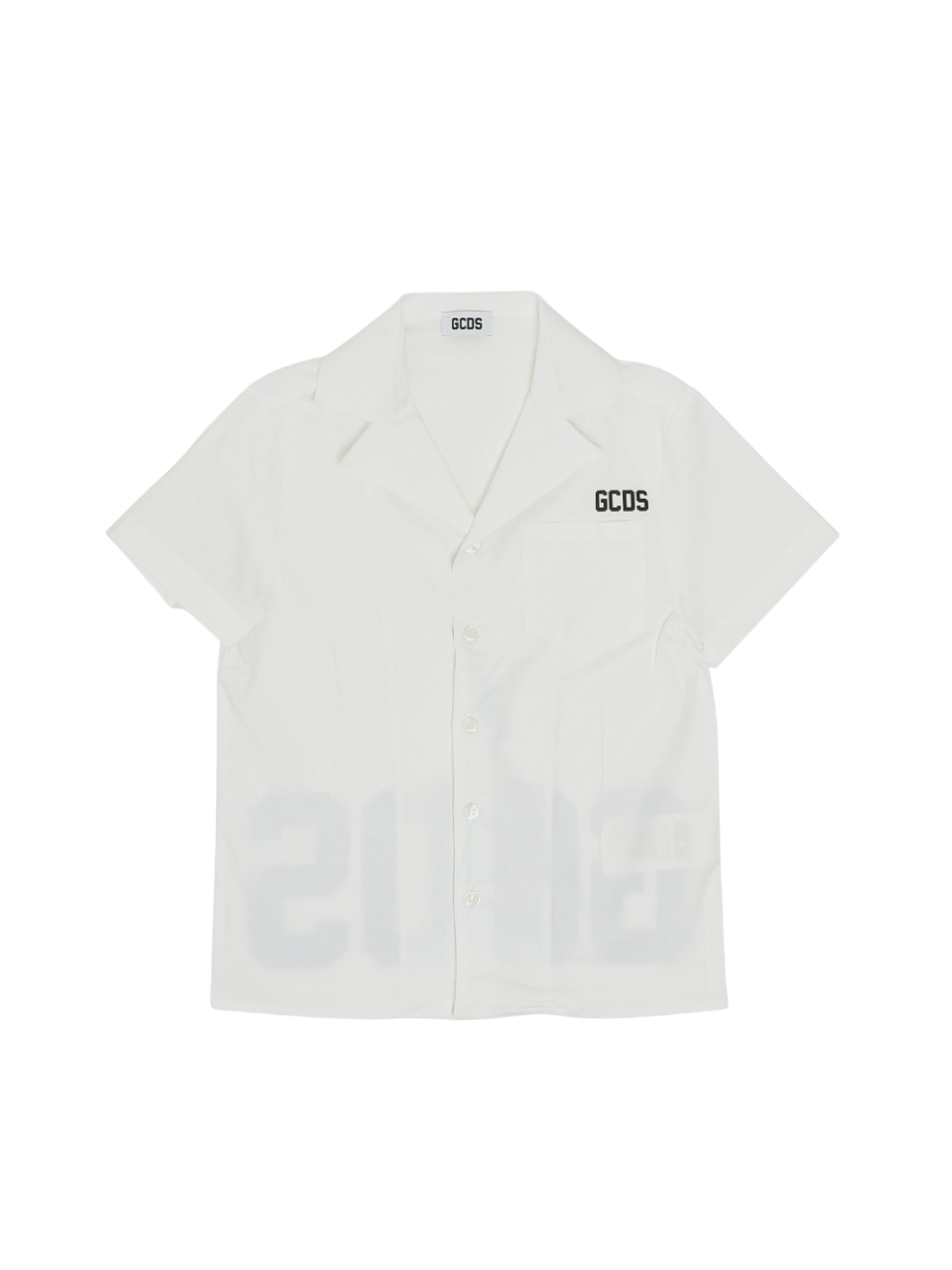 Gcds camicia bambino manica corta bianco C1BJQH517T330 OPTIC WHITE-BLACK GCDS