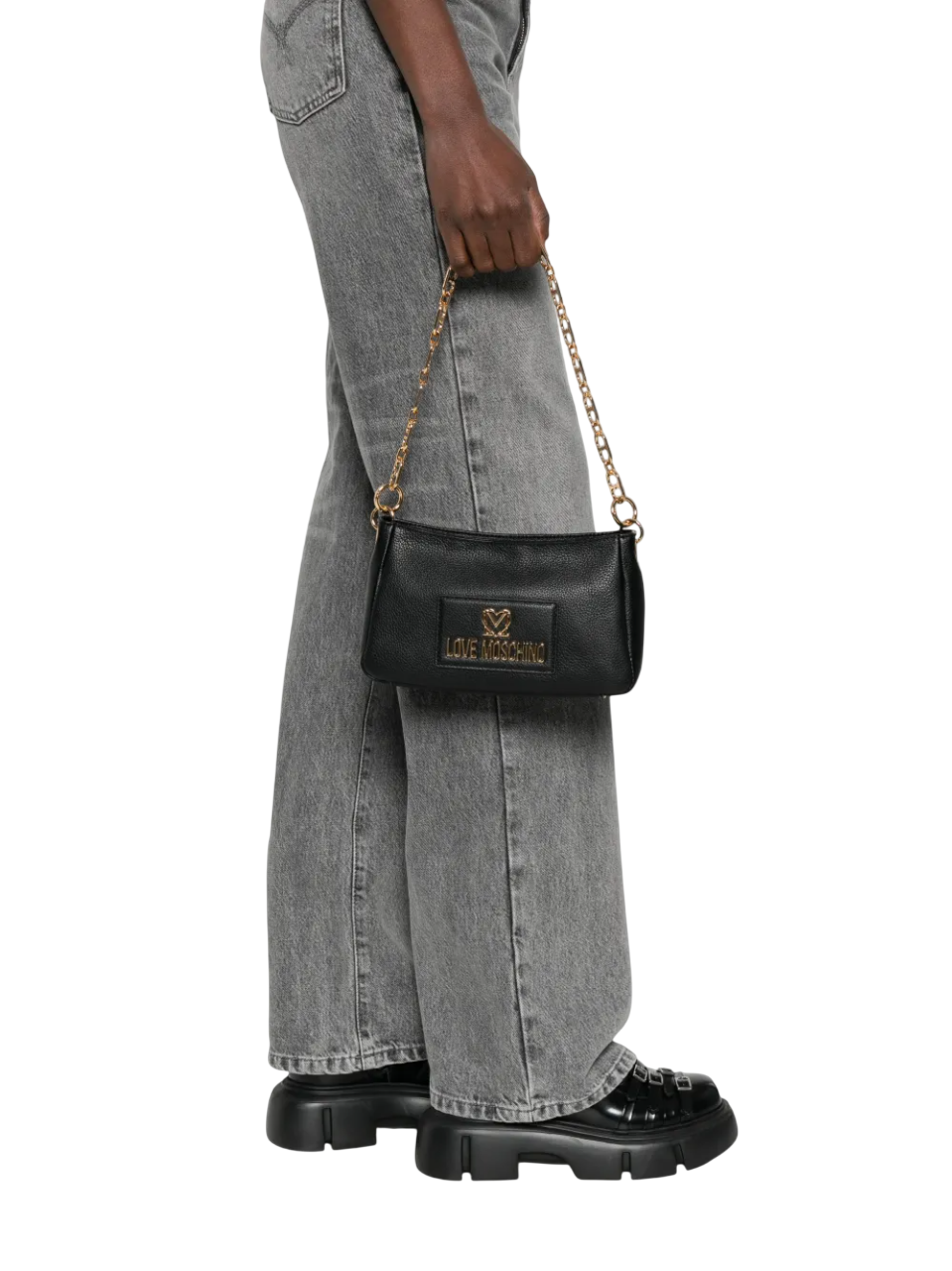 Love Moschino borsa a spalla in ecopelle martellata nero JC4167PP1O-L12 00A MOSCHINO LOVE