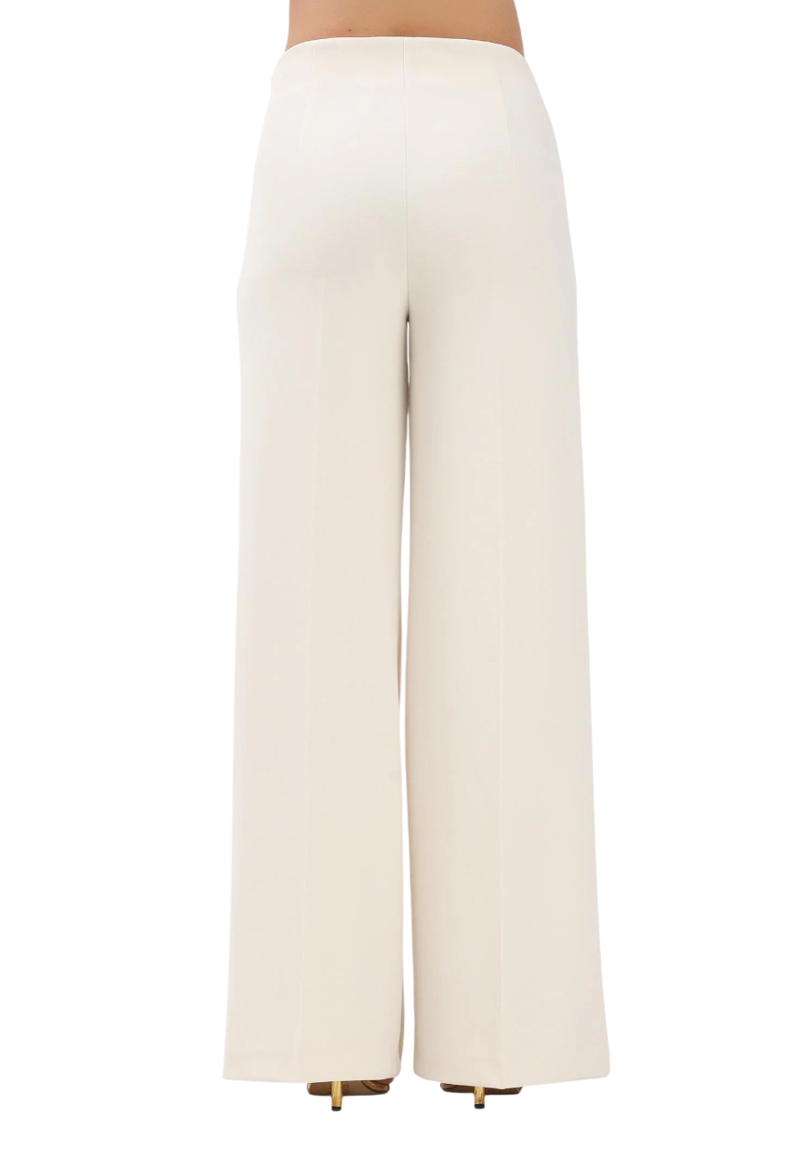 Vicolo pantaloni palazzo in tessuto crepe bianco latte TAB0259 LATTE VICOLO