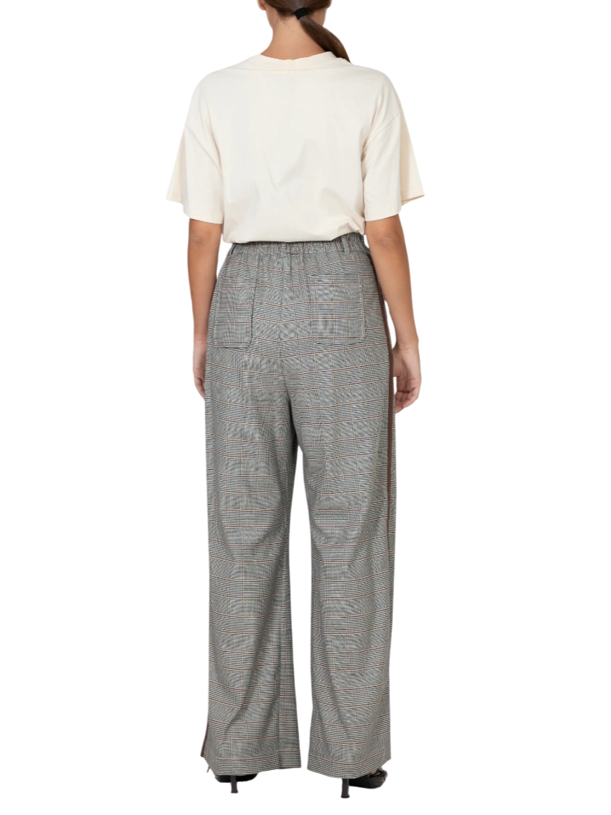Marc Ellis pantaloni gamba larga in fantasia check beige marrone MCLP0101 31080 MARC ELLIS