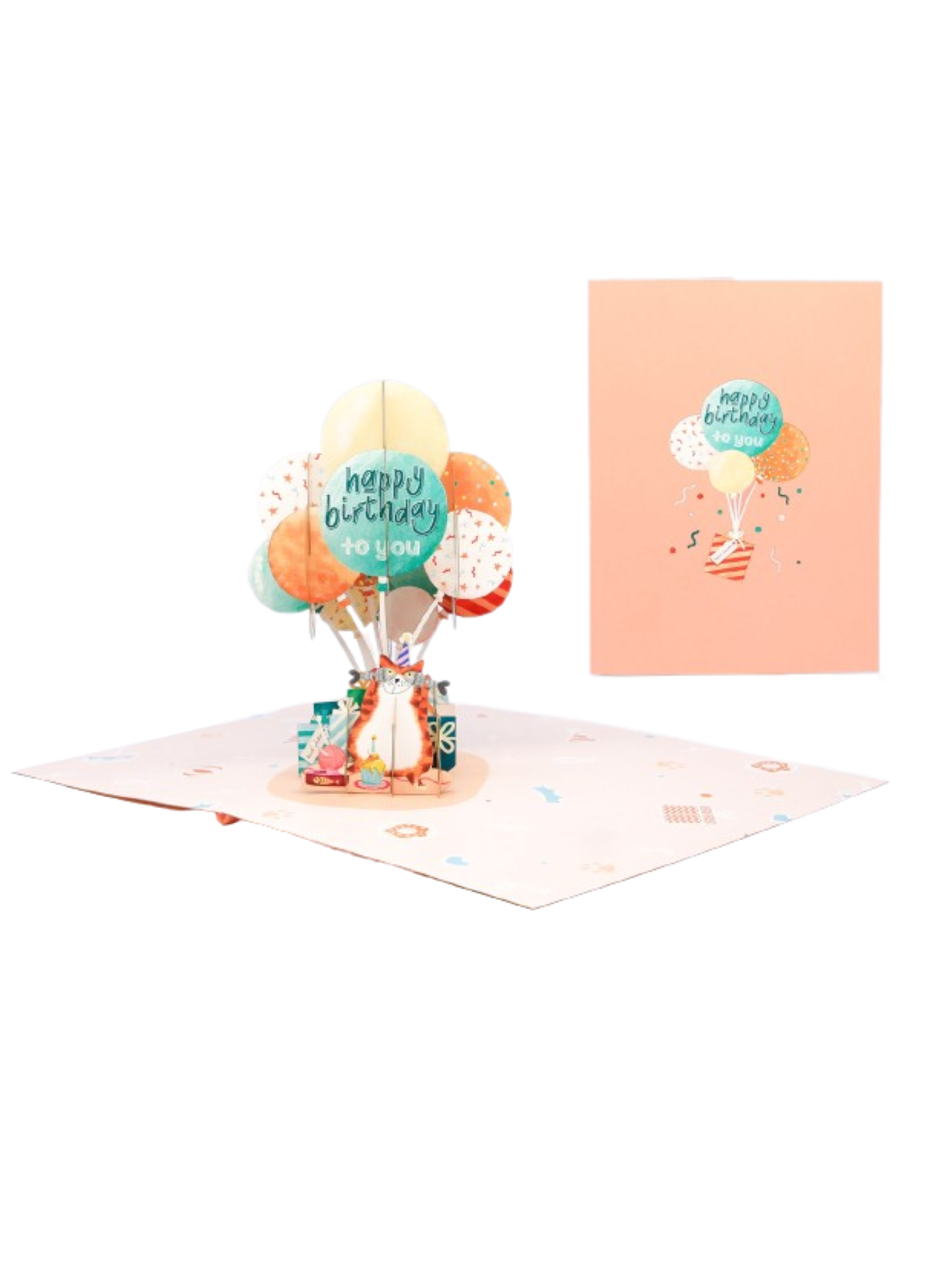Origamo biglietto di auguri pop up per compleanno con gatto KN167 HB CAT ORIGAMO