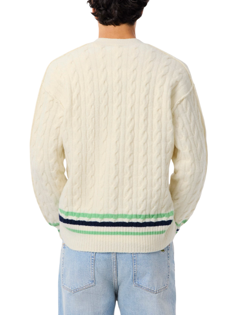 Lacoste cardigan uomo a trecce panna AH5981 9II LACOSTE