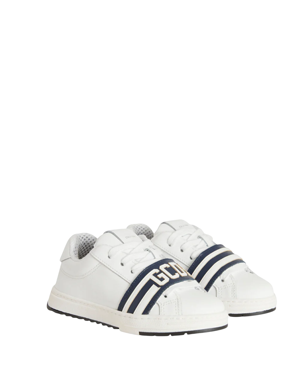 GCDS sneakers bambino in pelle con logo bianco GCK102-032-C WHITE-BLUE NAVY GCDS
