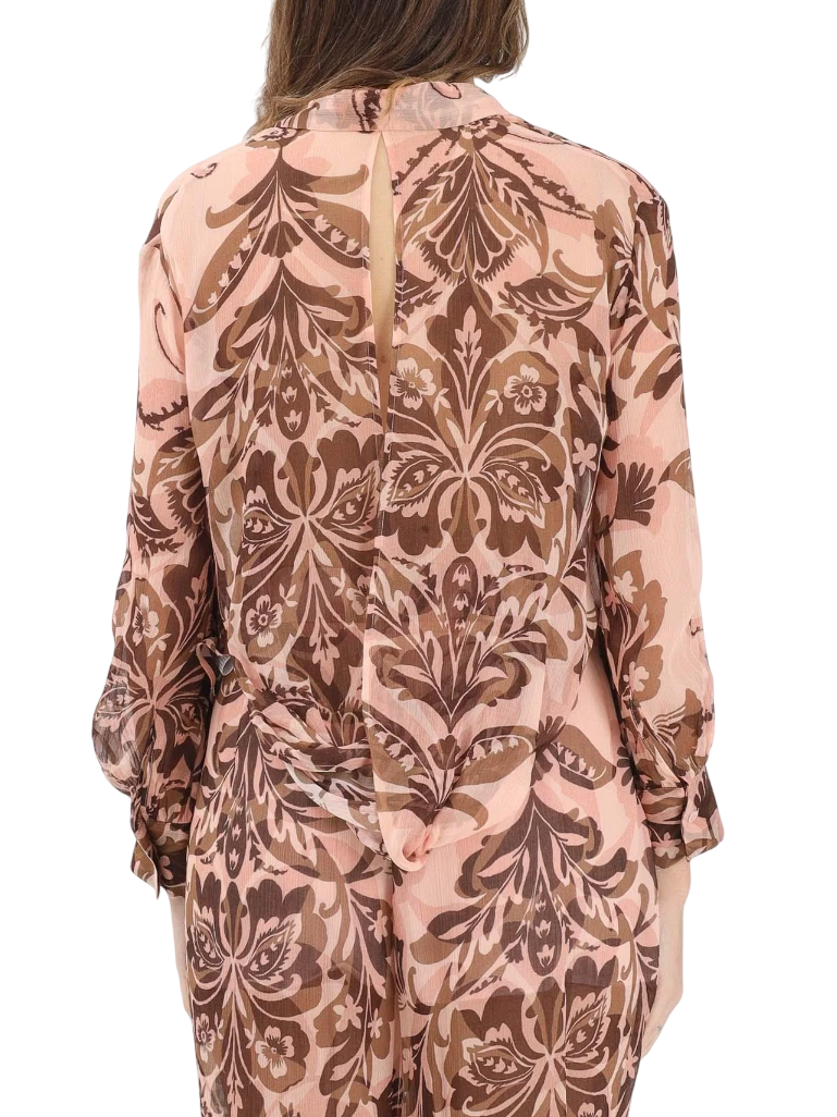 Simona Corsellini camicia in viscosa stampa floreale rosa beige P26CPCA01501 0697 SIMONA CORSELLINI