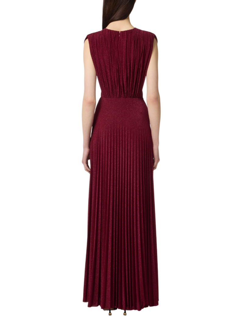 Elisabetta Franchi abito lungo plissè lurex rosso ciliegia ABR1556E2 EA5 ELISABETTA FRANCHI