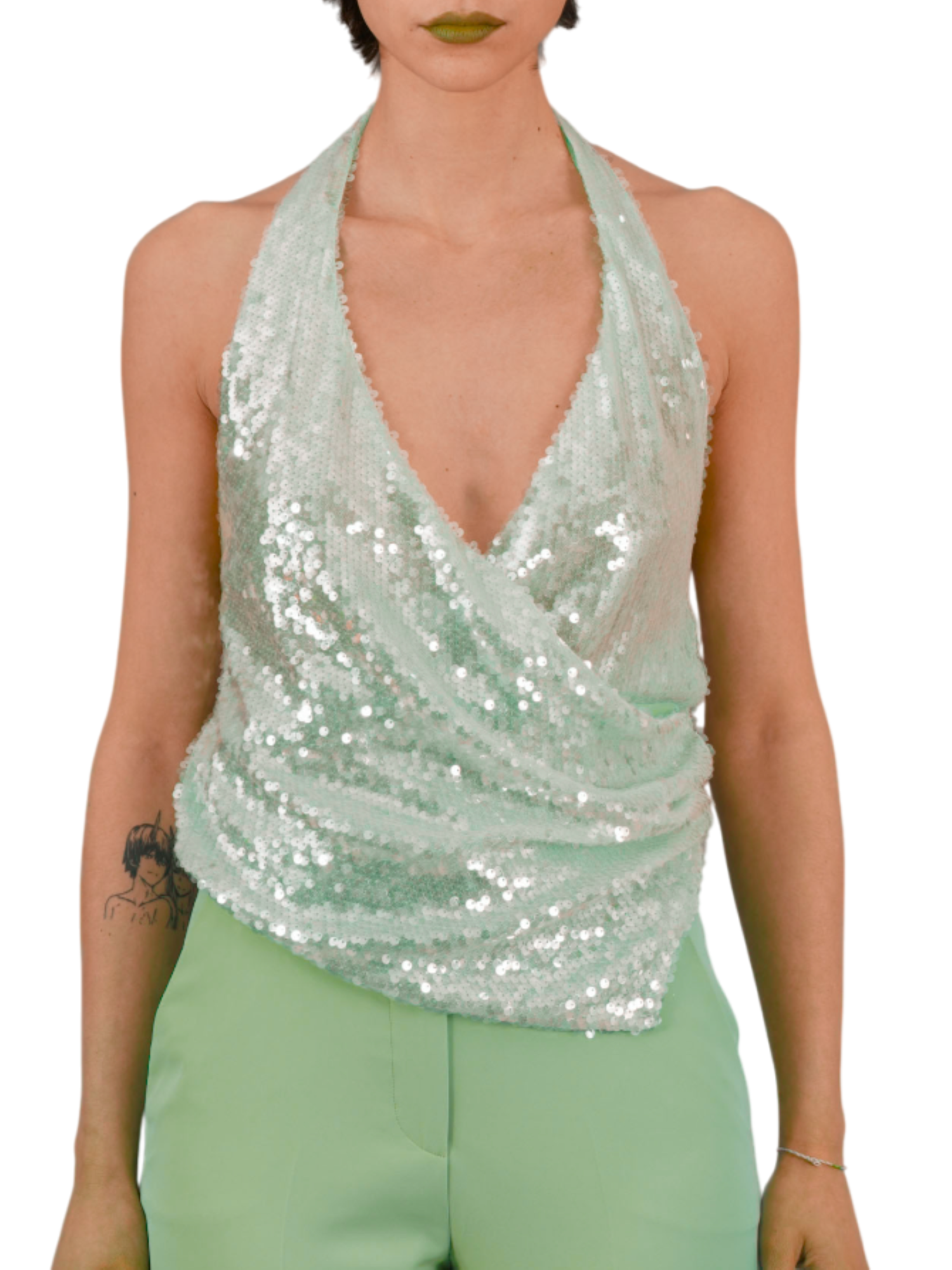 Relish top Belem con paillettes all over verde BELEM 2802 RELISH