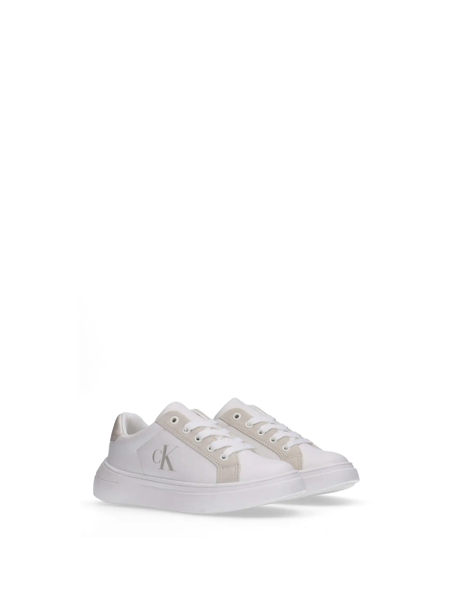 Calvin Klein sneakers bambina in ecopelle bianco beige V3X9-83166-1592 A472 Calvin Klein Footwear
