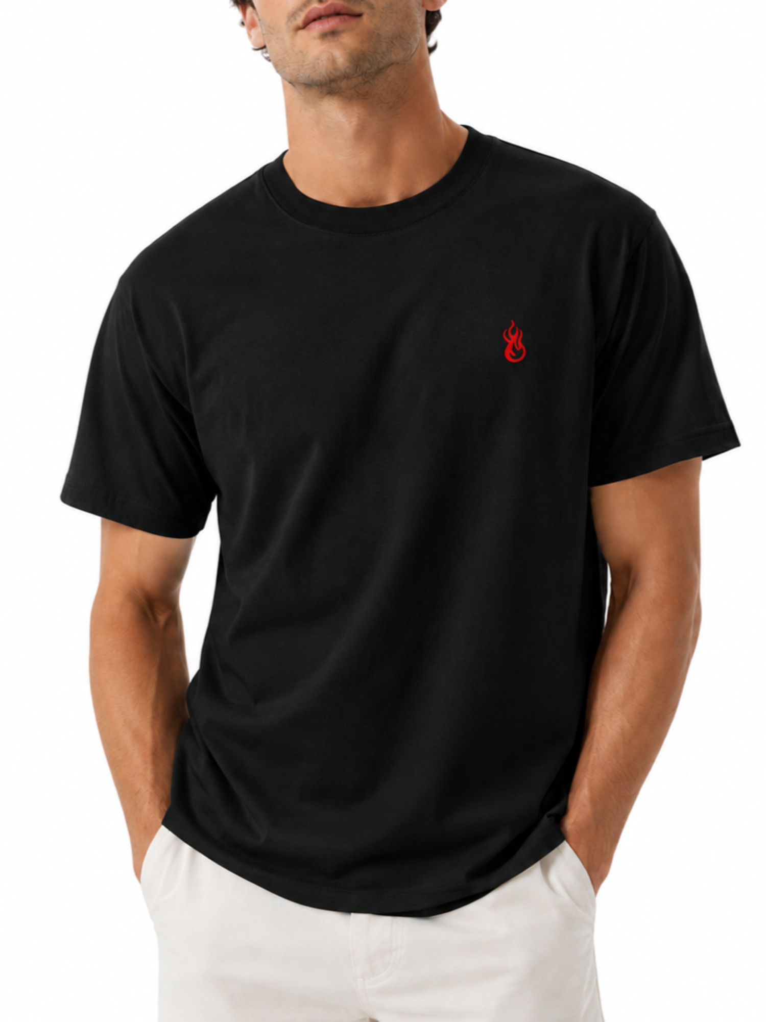 Vision of Super T-shirt uomo manica corte ricamo flame nero VS070TE BLACK VISION OF SUPER