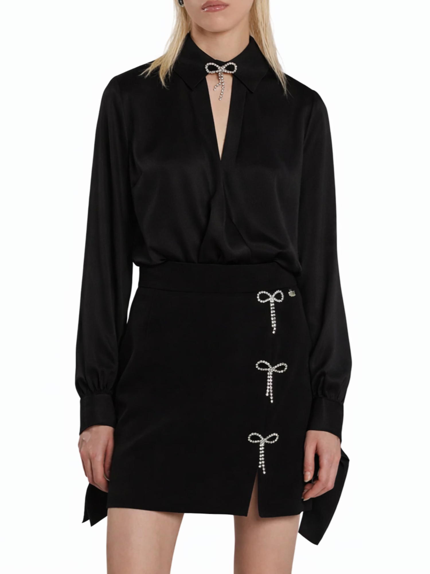 Relish blusa body Barber con fiocco gioiello nero BARBER 1199 RELISH