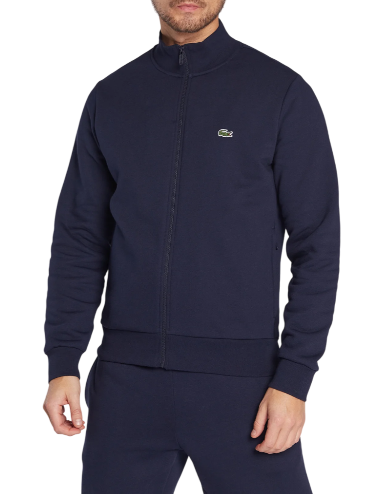 Lacoste felpa con zip in cotone felpato blu SH9622 166 LACOSTE