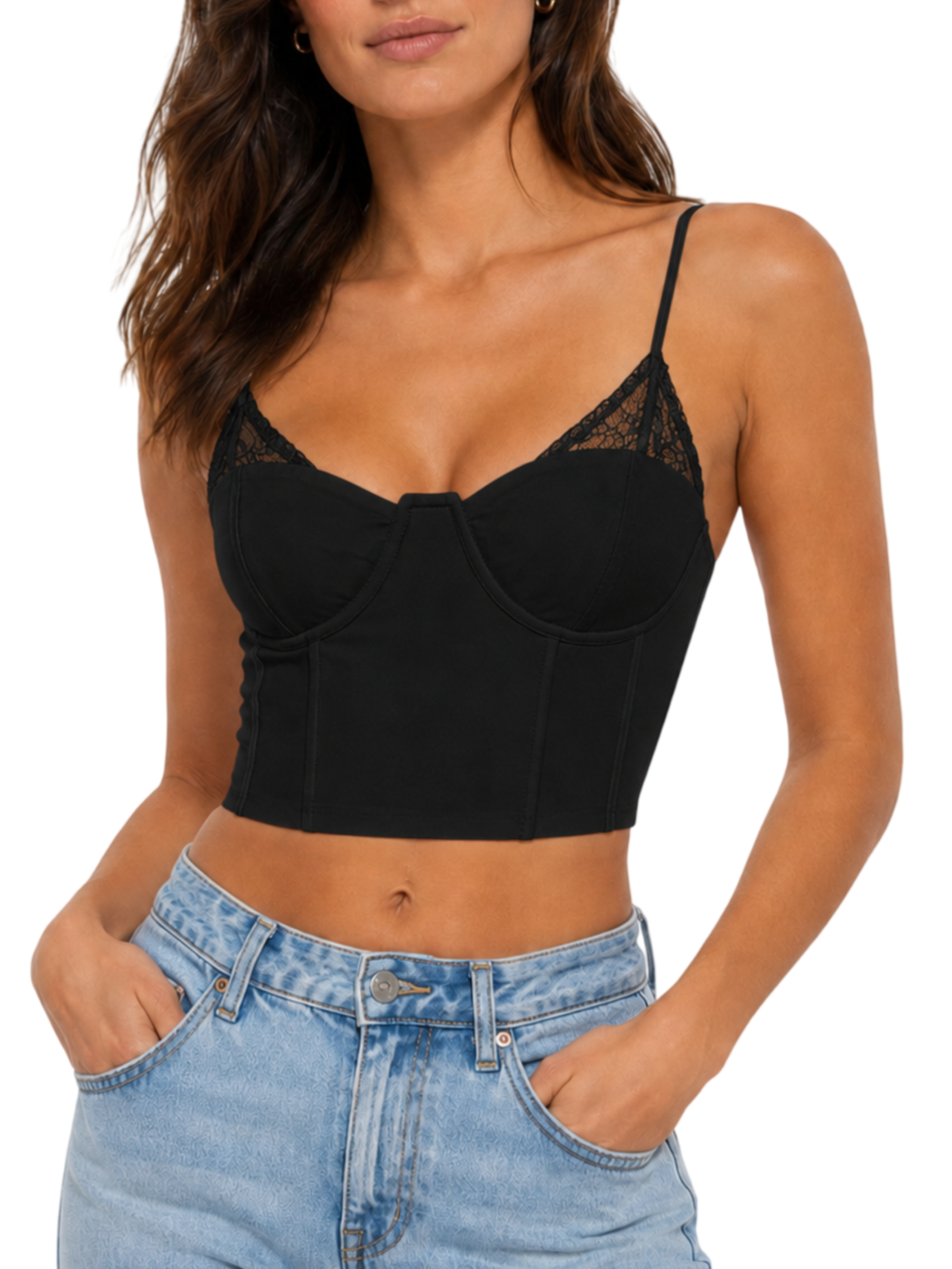 Haveone top donna bustier crop nero RMAQ114 NERO HAVEONE