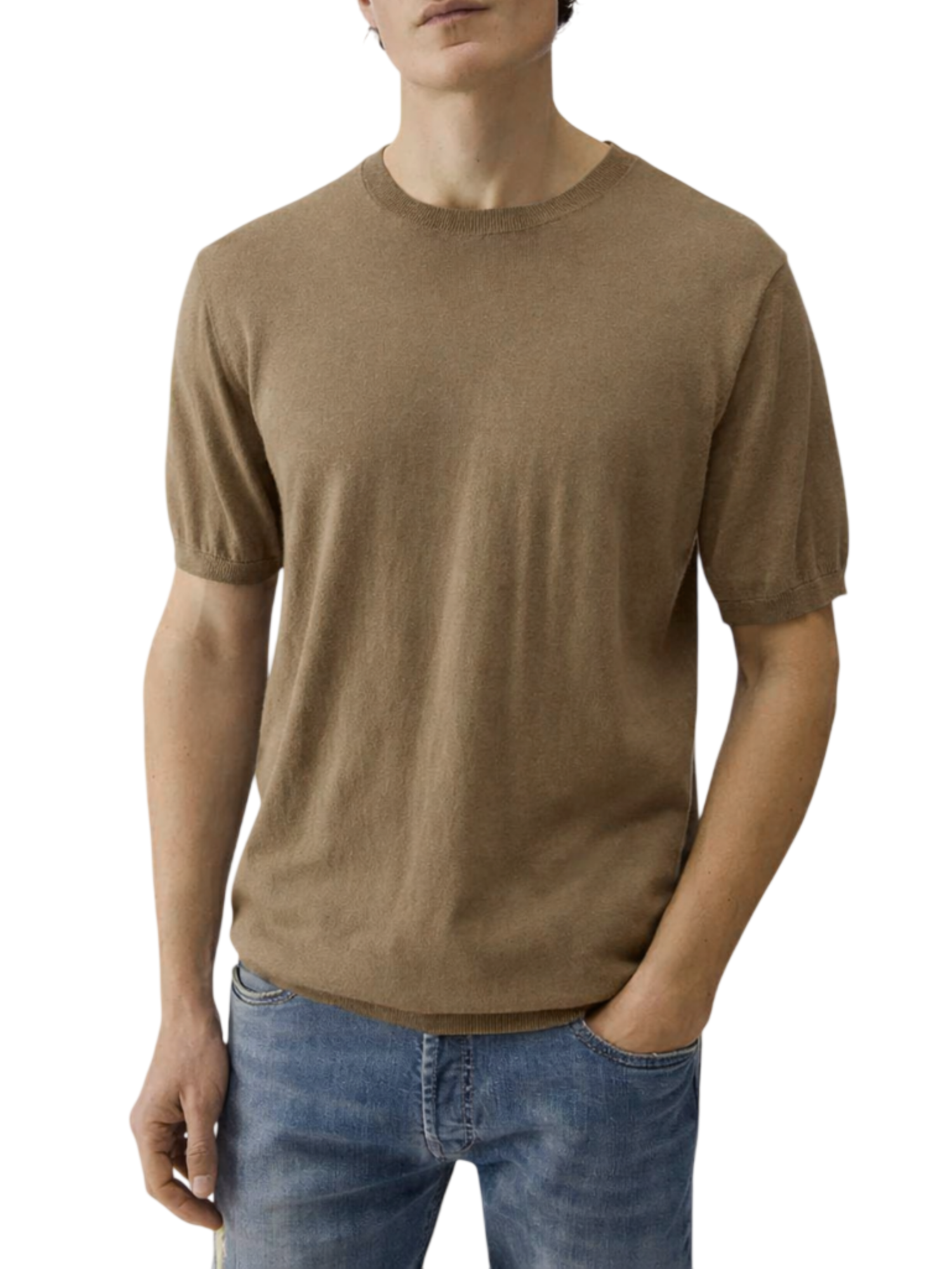 Liu Jo maglia manica corta uomo misto seta tortora QA6072MA19R 81112 LIU JO