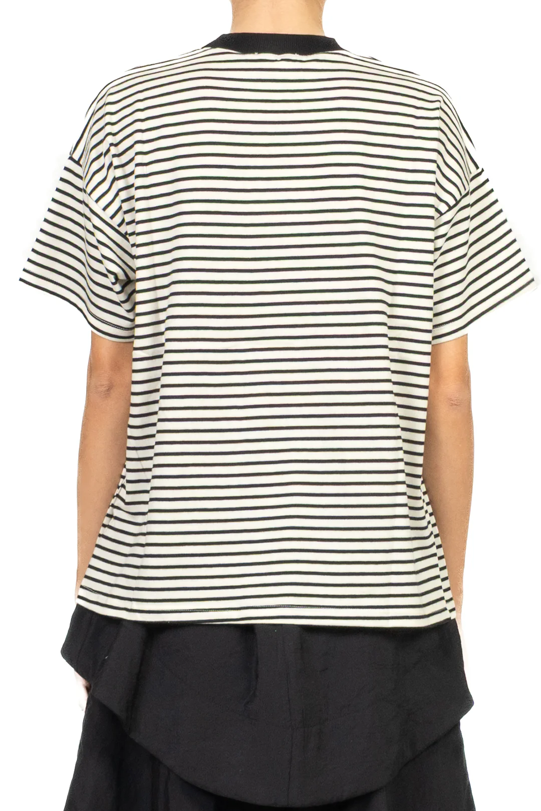 Vicolo T-shirt donna in cotone a righe panna nero UAB0315 BURRO-NERO VICOLO
