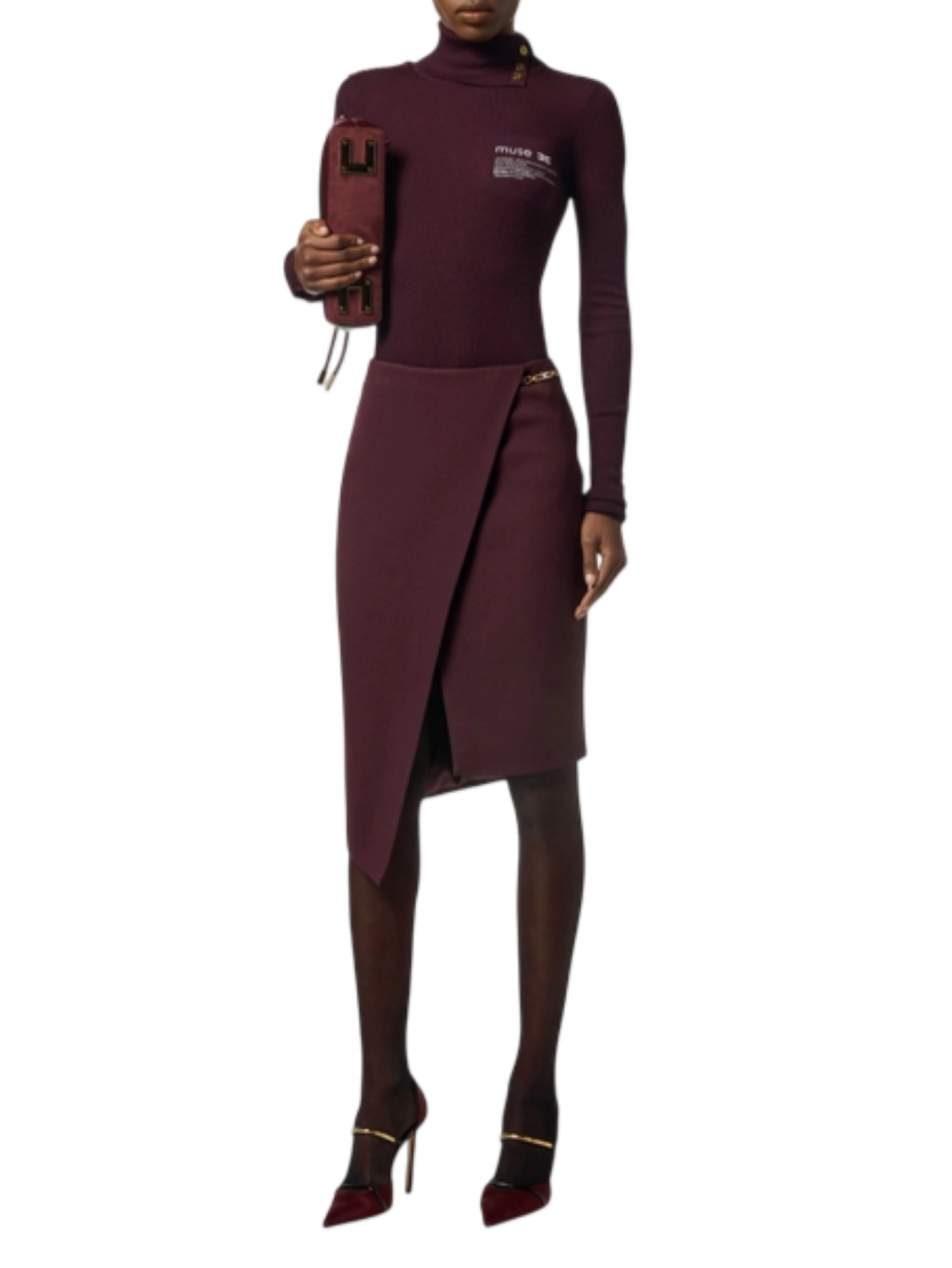 Elisabetta Franchi gonna tubino asimmetrica borgogna GO13556E2 EA4 ELISABETTA FRANCHI