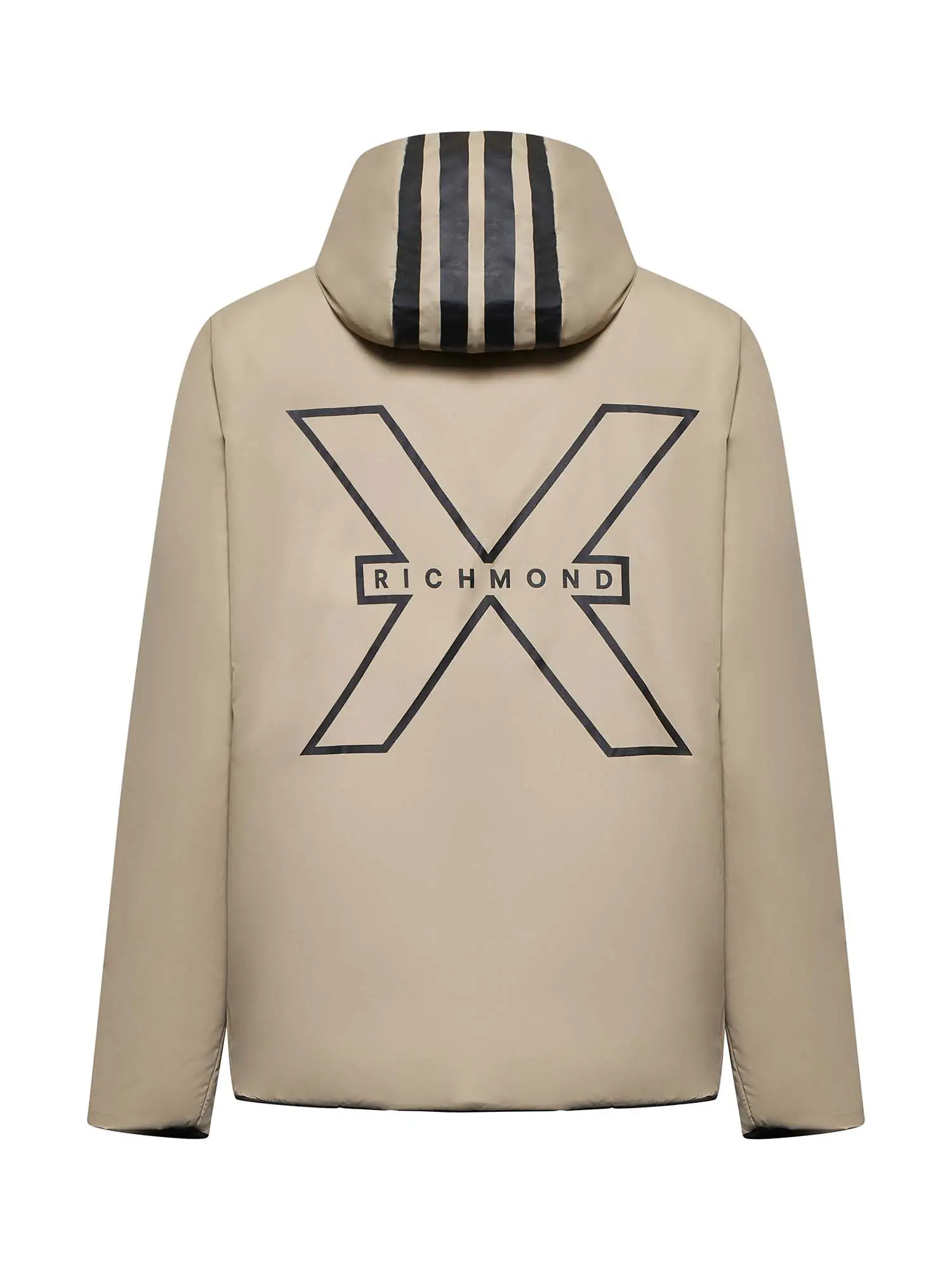 John Richmond giubbino reversibile con cappuccio nero beige UMA25044GB I.CREAM-BK John RICHMOND