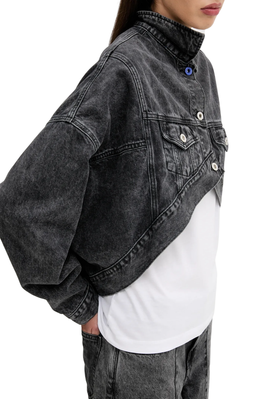 Karl Lagerfeld giubbino crop in denim lavaggio nero A3W14060 1BJ KARL LAGERFELD