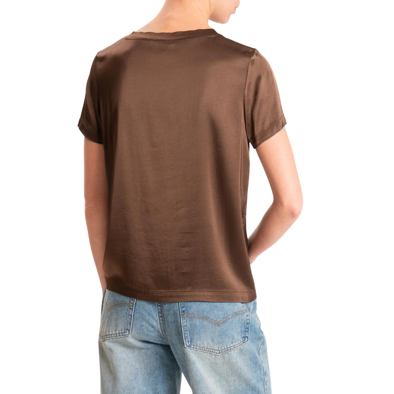 Vicolo T-shirt donna in raso manica corta marrone TAB0083 MORO VICOLO