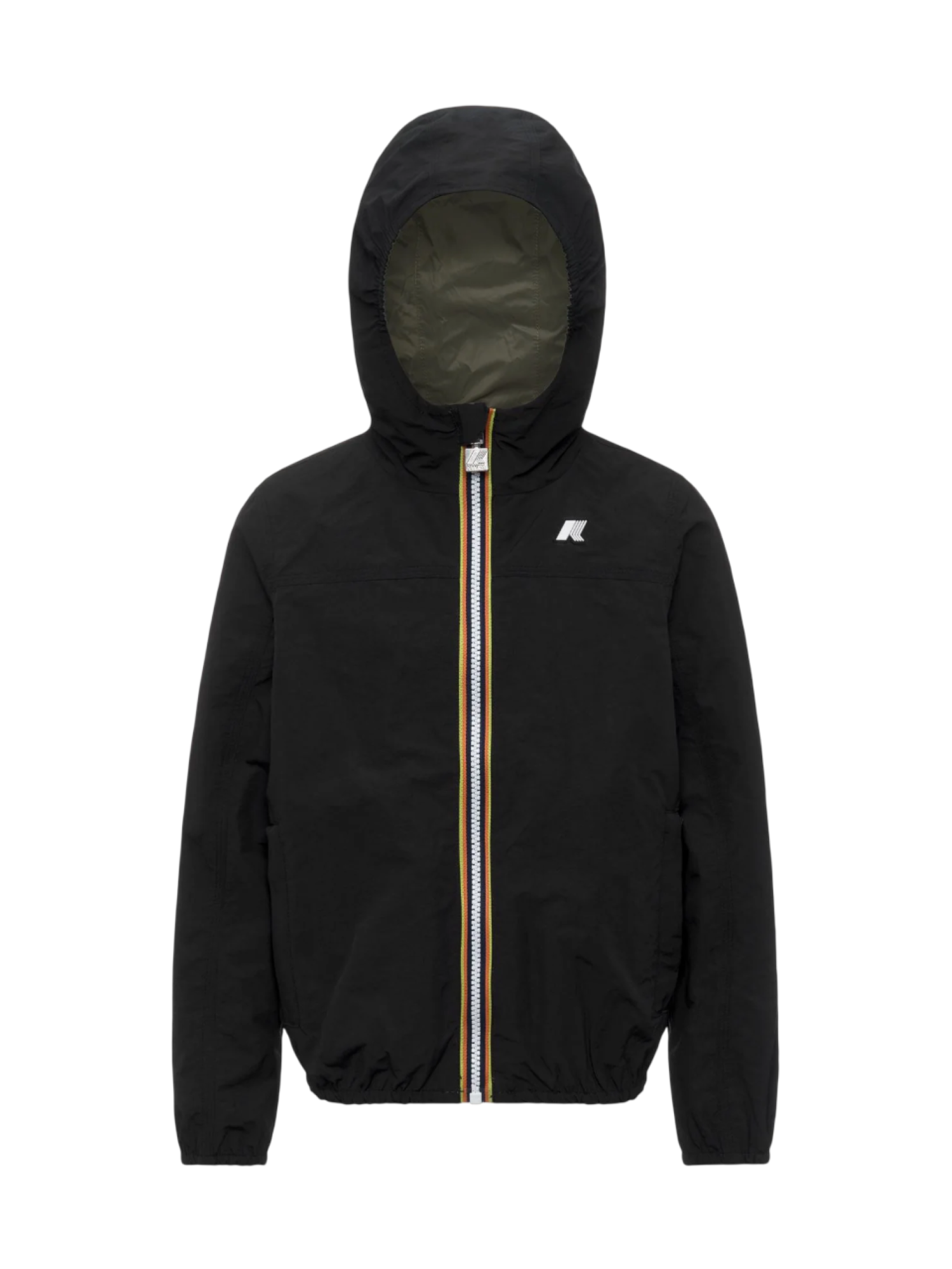 K-Way giubbino bambino reversibile con cappuccio nero verde K2145HW B0R K-WAY