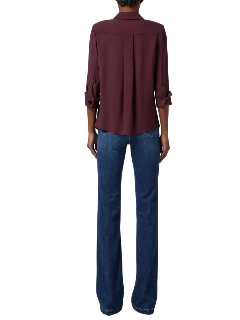 Elisabetta Franchi camicia in georgette con tasche borgogna CA12256E2 EA4 ELISABETTA FRANCHI